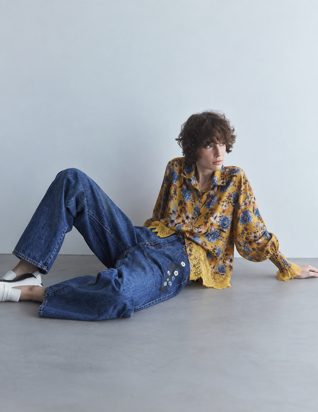 Bluse mit lockerem Schnitt und Blumenmuster