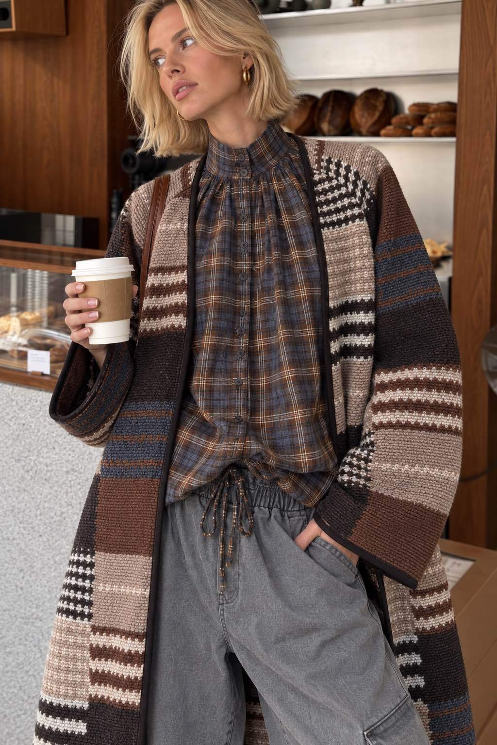 Oversized Cardigan mit Streifen