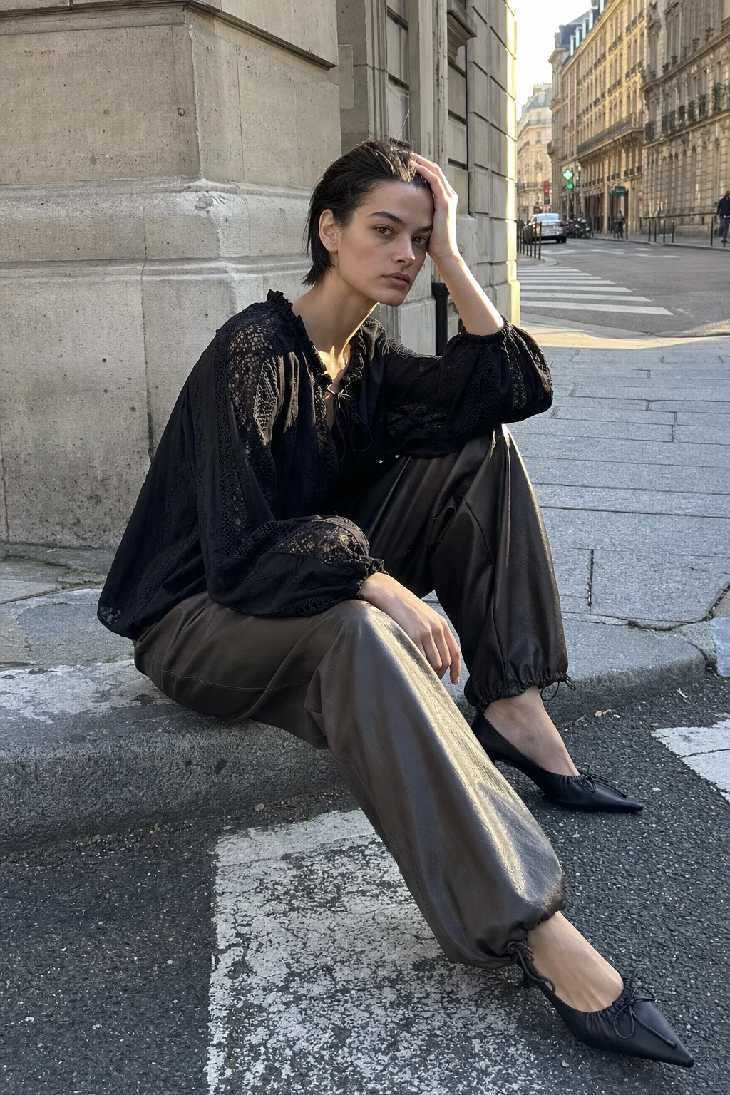 Oversized-Bluse mit V-Ausschnitt