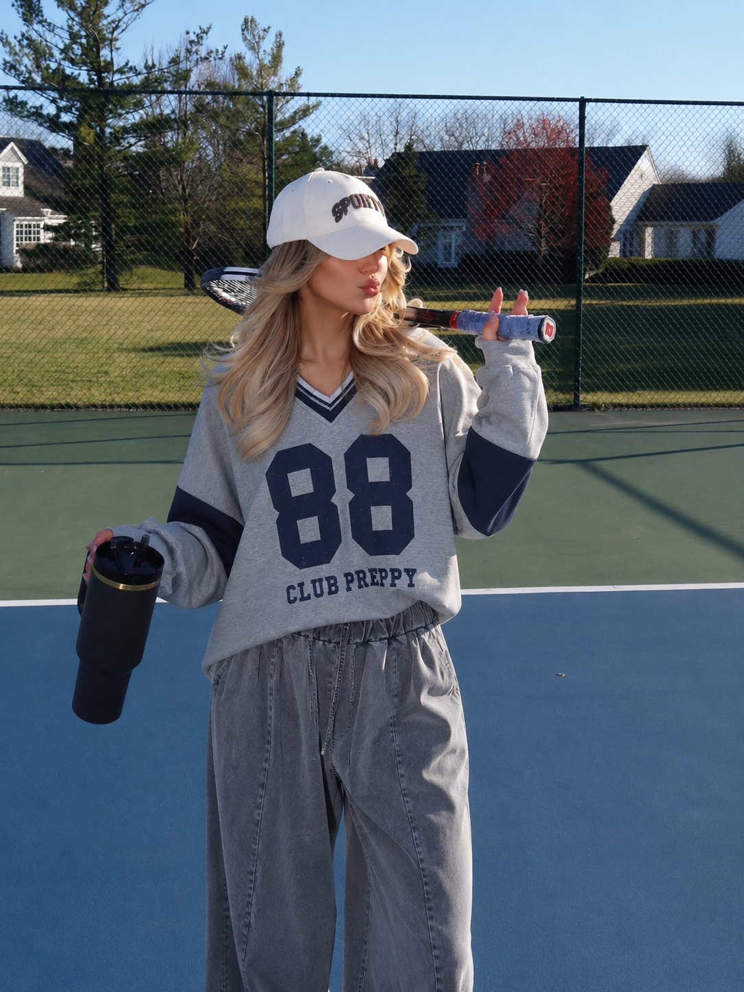 Oversize‑Sweatshirt mit V‑Ausschnitt