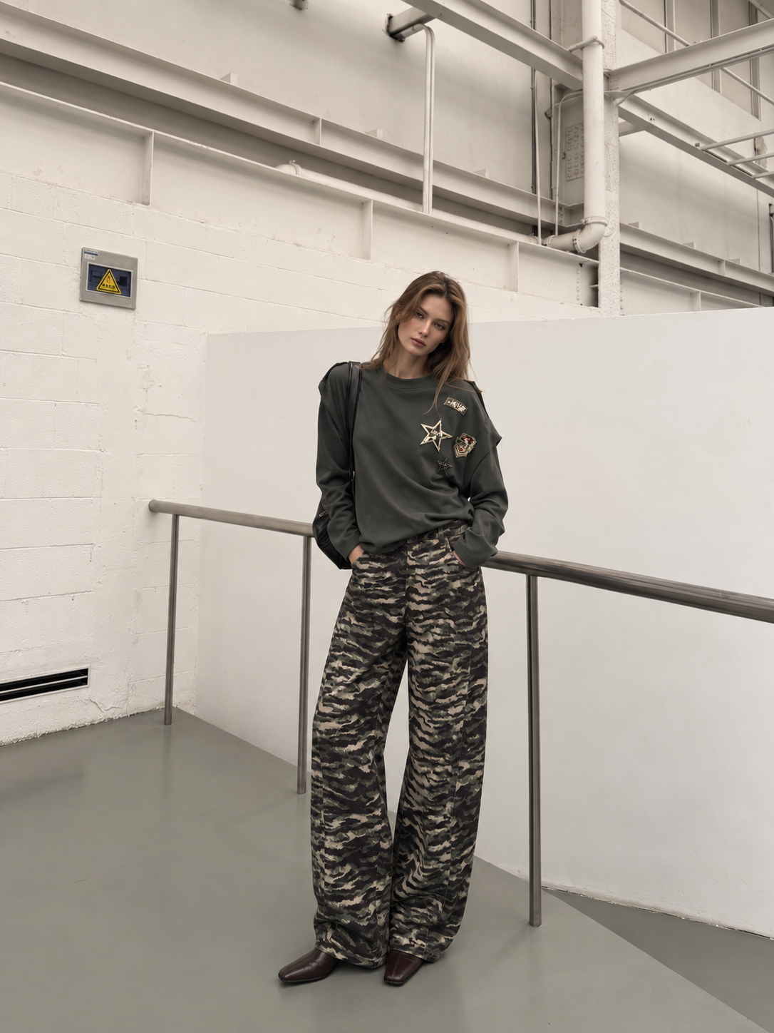 Weite Hose mit hoher Taille
