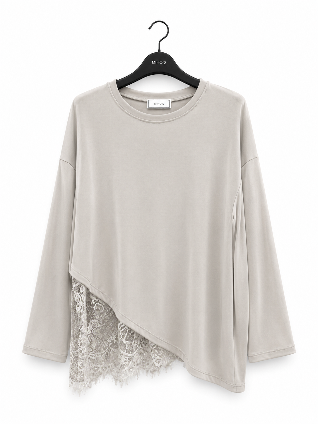Lässiger Sweatshirt mit Spitzenbesatz