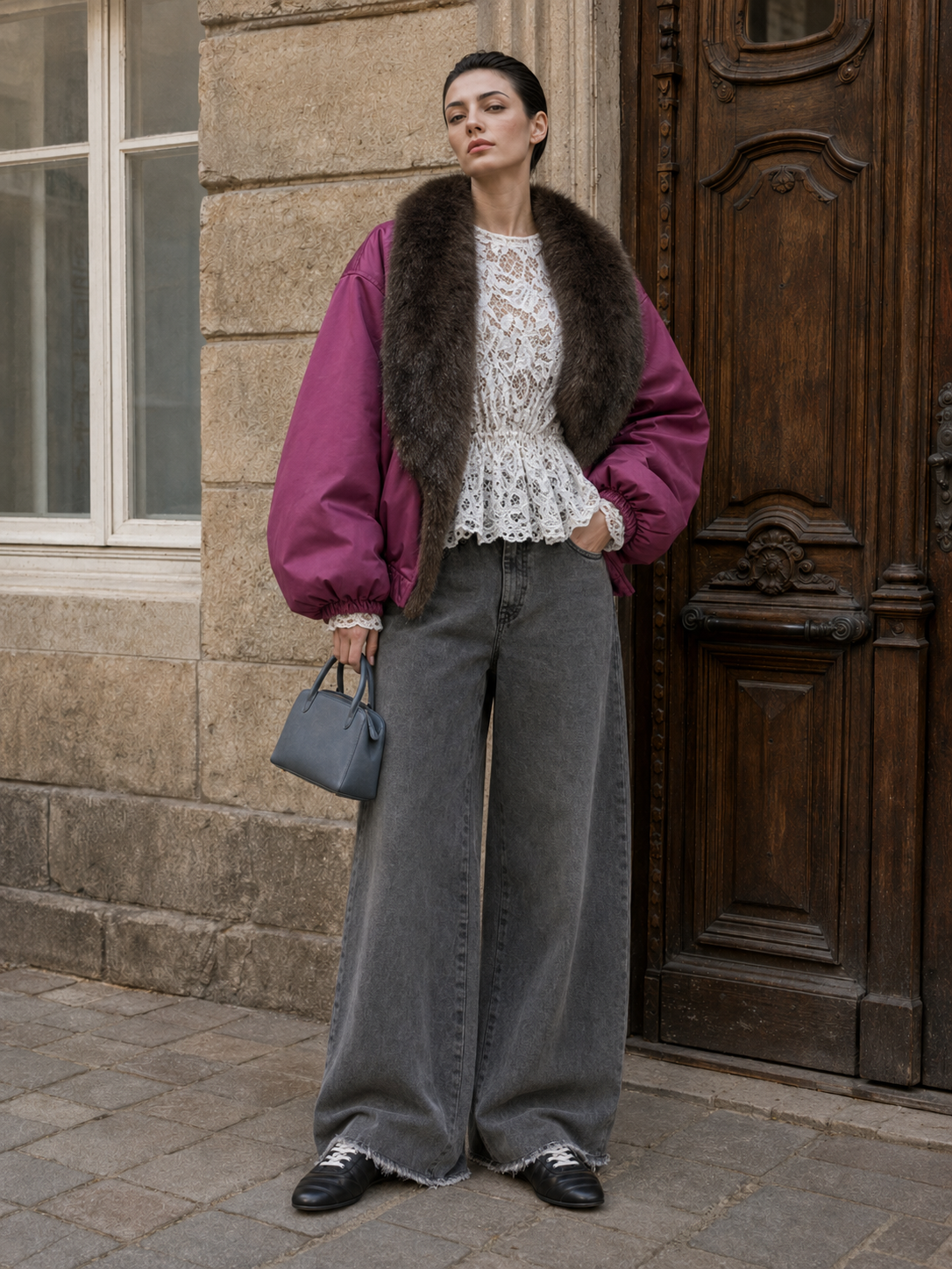 Oversize-Jacke mit markantem Kragen