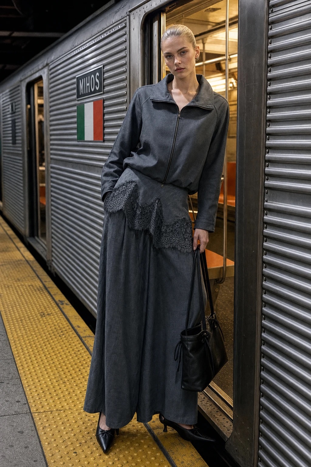 Wide‑Leg Hose mit Spitze