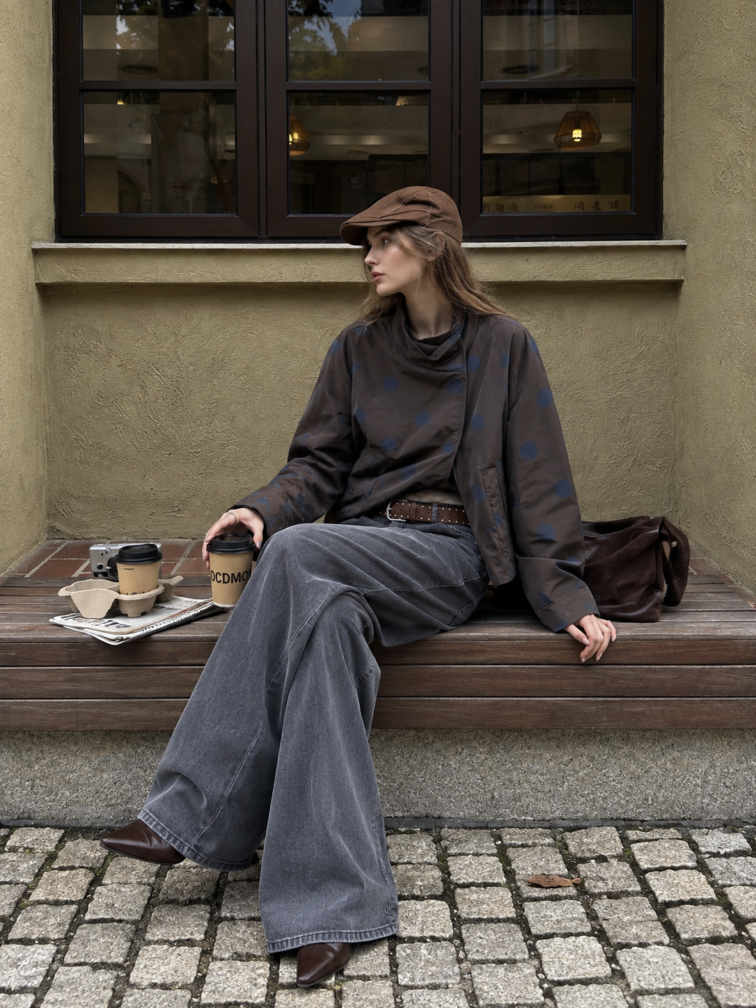 Oversize-Jacke mit Halbrollkragen
