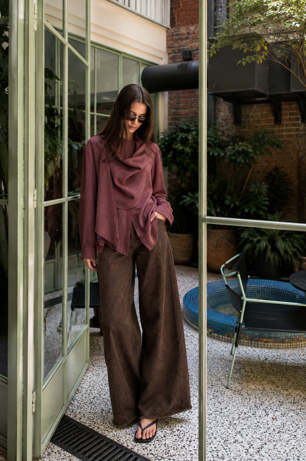 Weite High-Waist-Hose