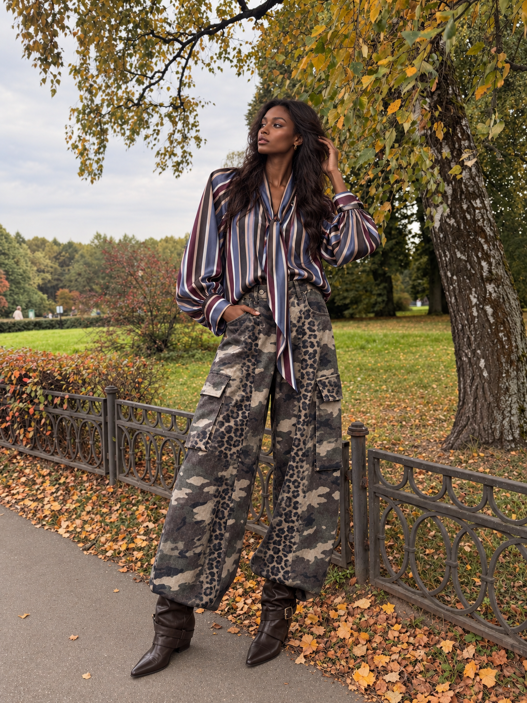 Weite Cargo-Hose im Camouflage-Look