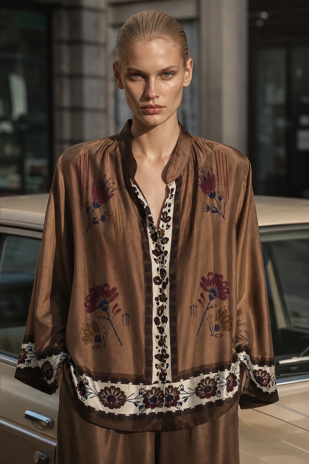 Kimono-Bluse mit Blumenprint