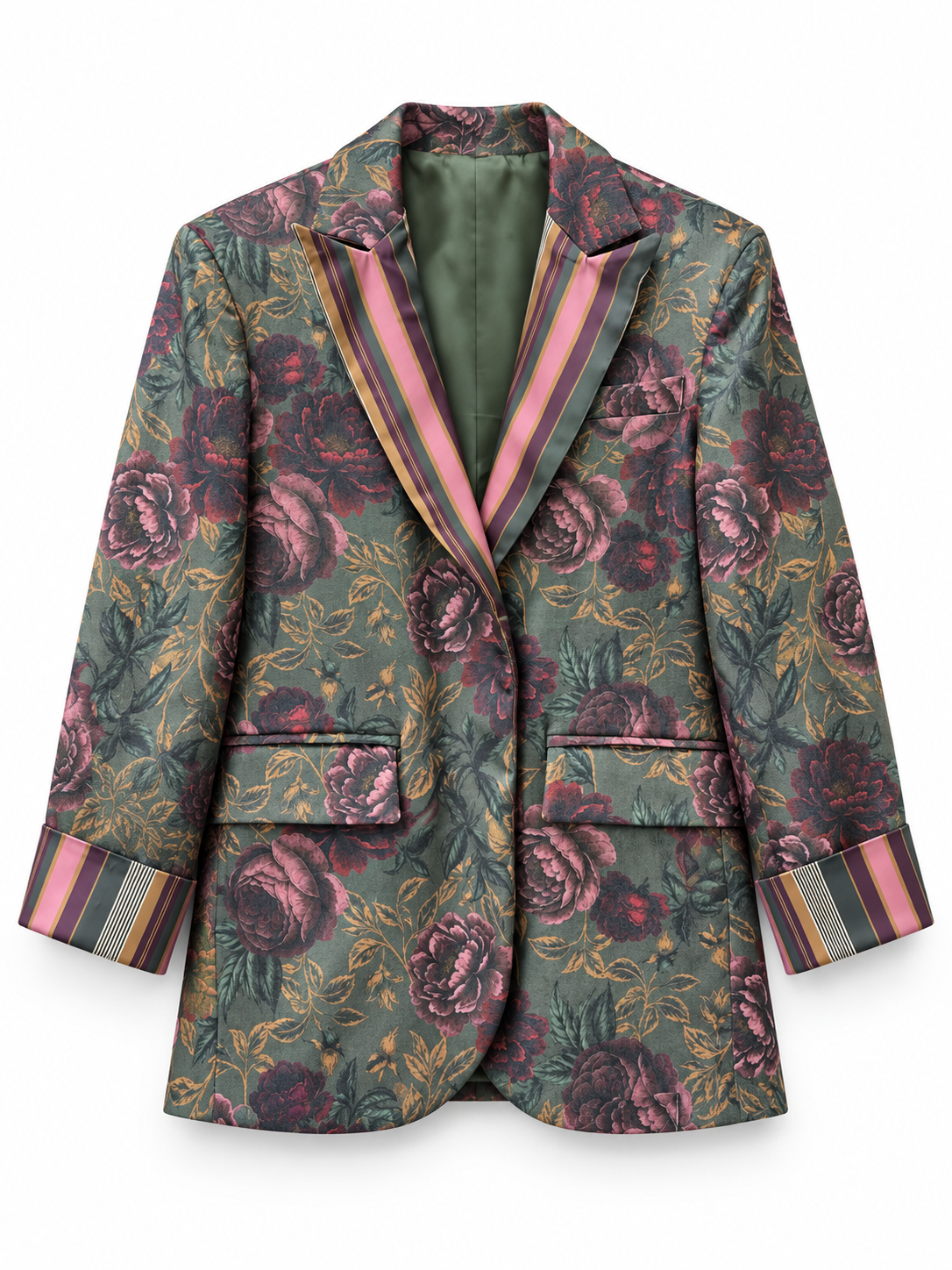 Maße Blazer mit markantem Blumenmotiv