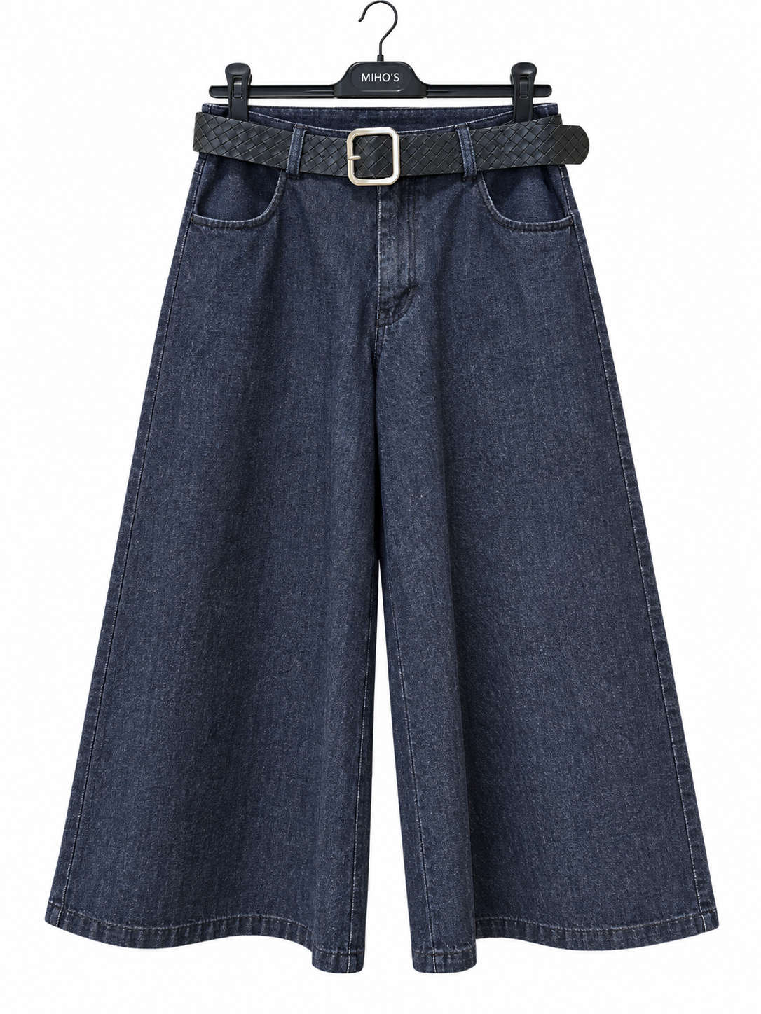 High-Waist Wide-Leg-Jeans mit Gürtel