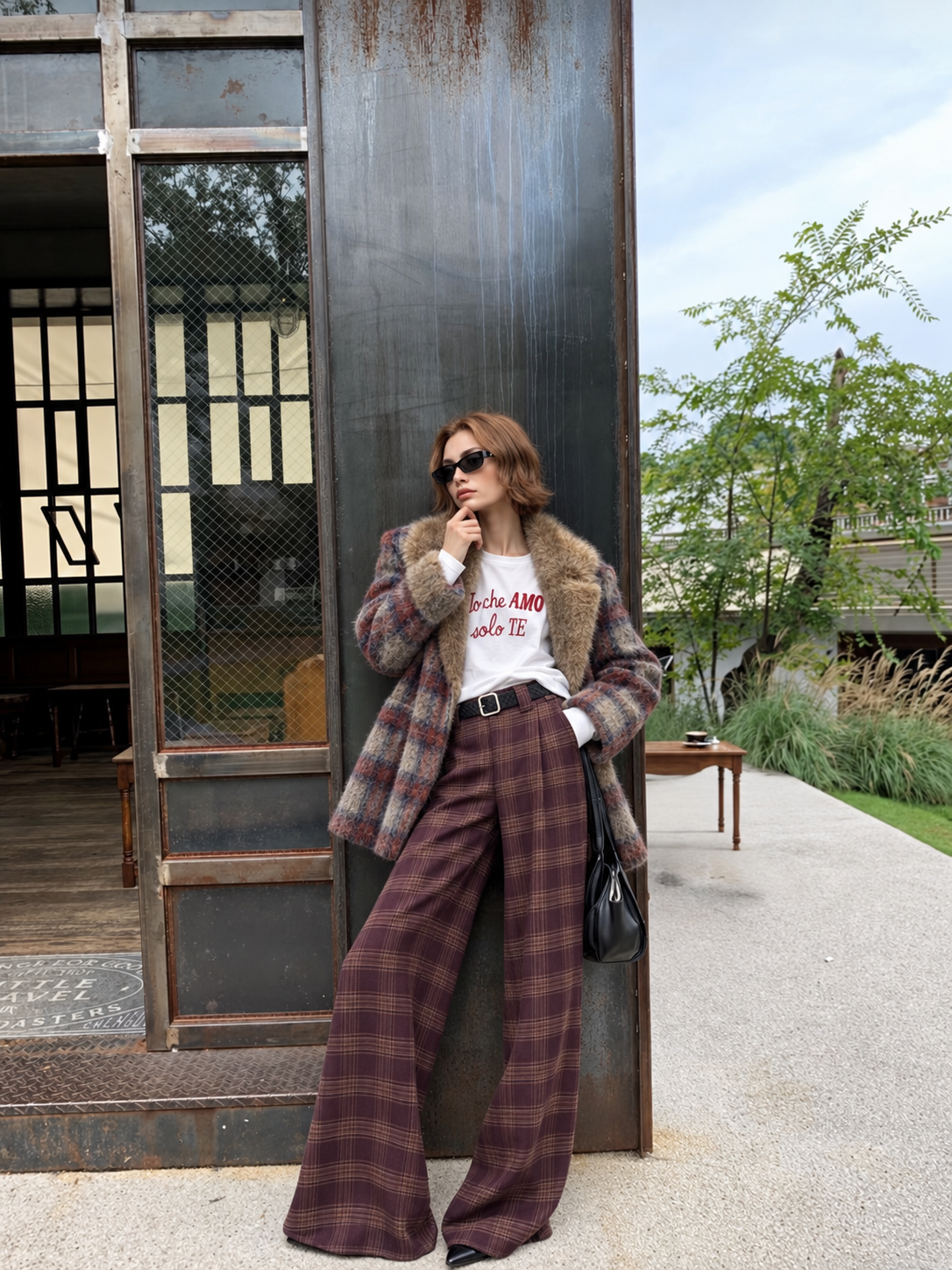 Weite Hose (Wide Leg) mit Gürtel
