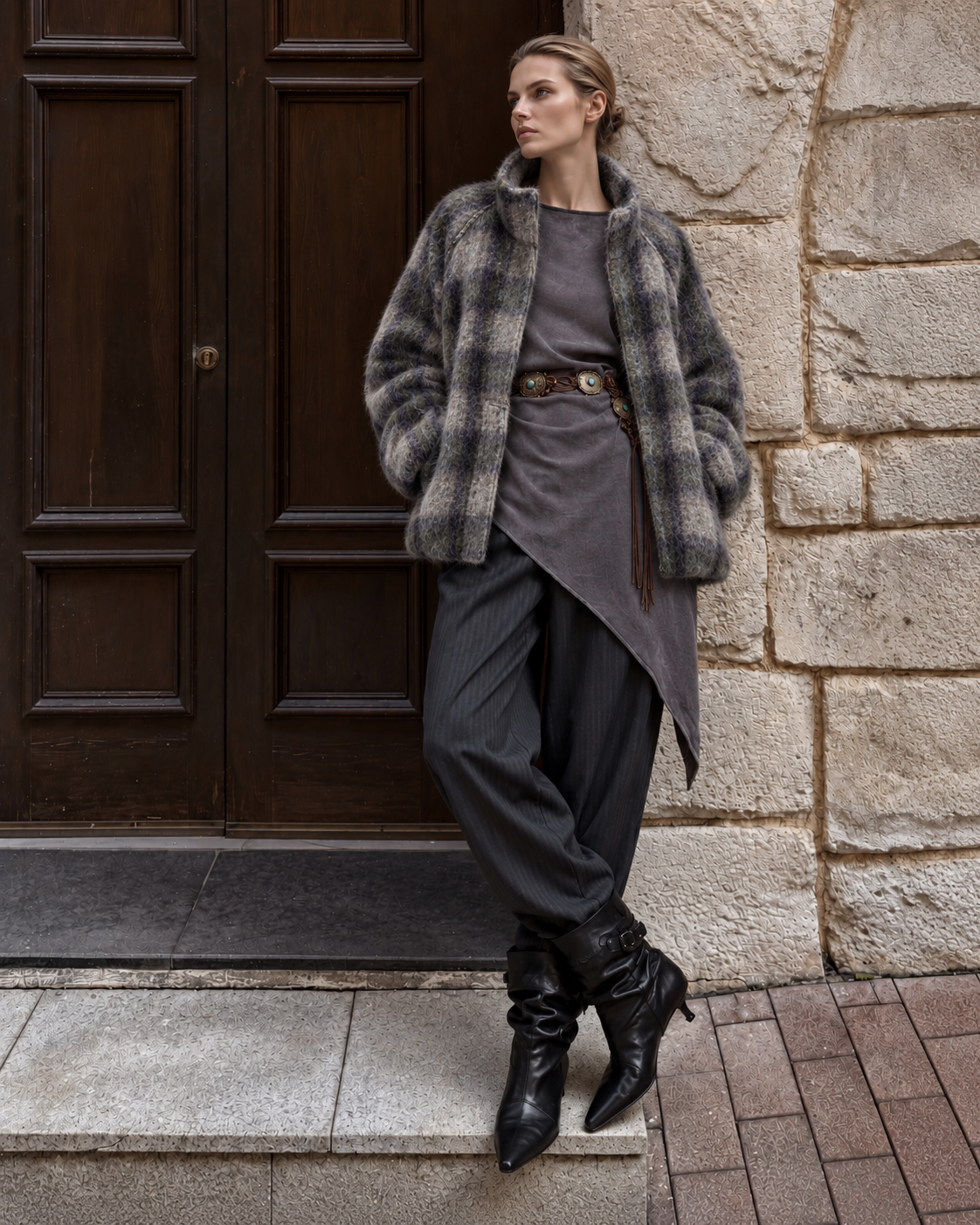 Lässige Hemdjacke mit Grobem Karomuster