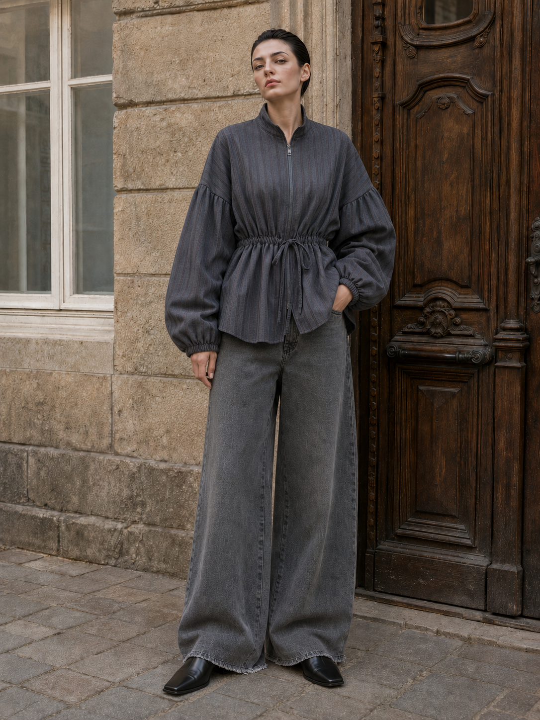 Lässige Jacke mit Halbrollkragen
