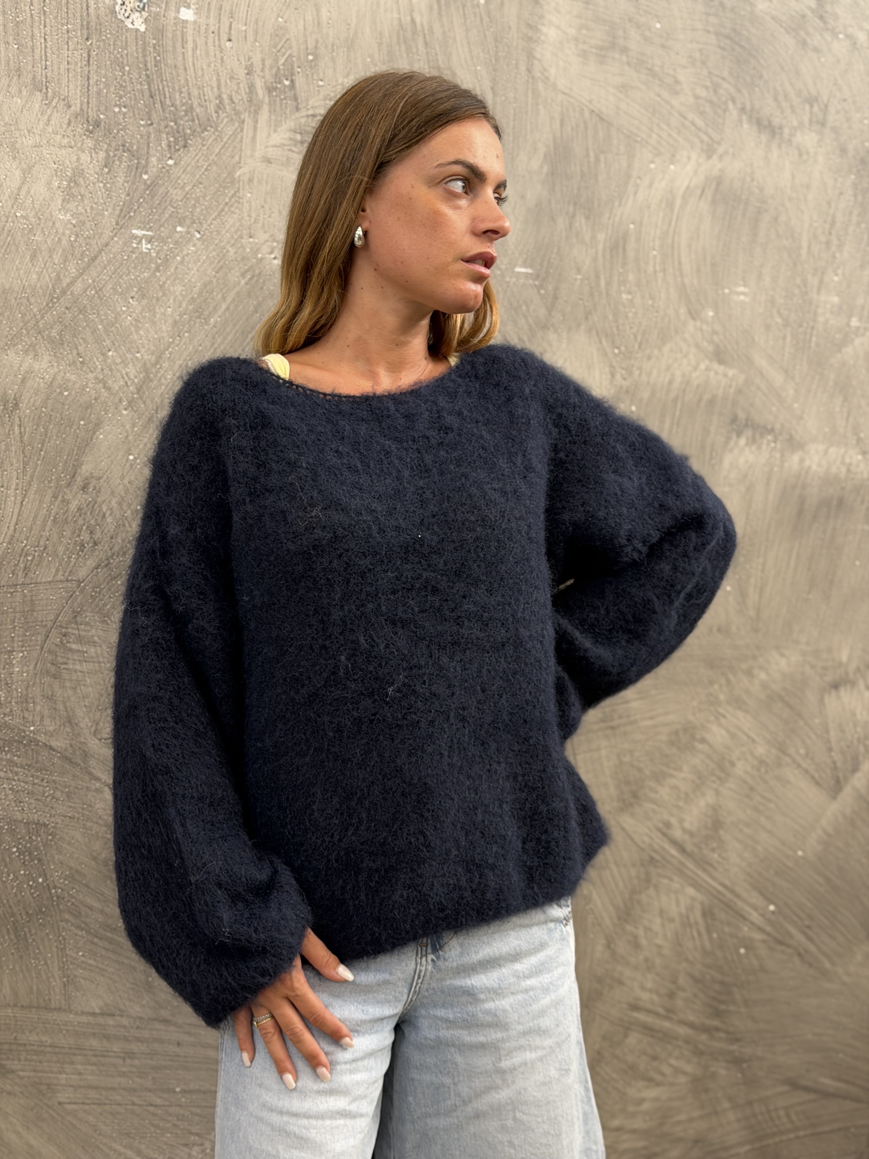 Lässiger Pullover mit Boot-Ausschnitt