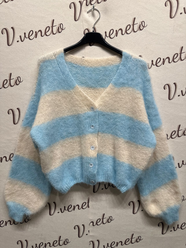 Cropped Cardigan mit Streifen