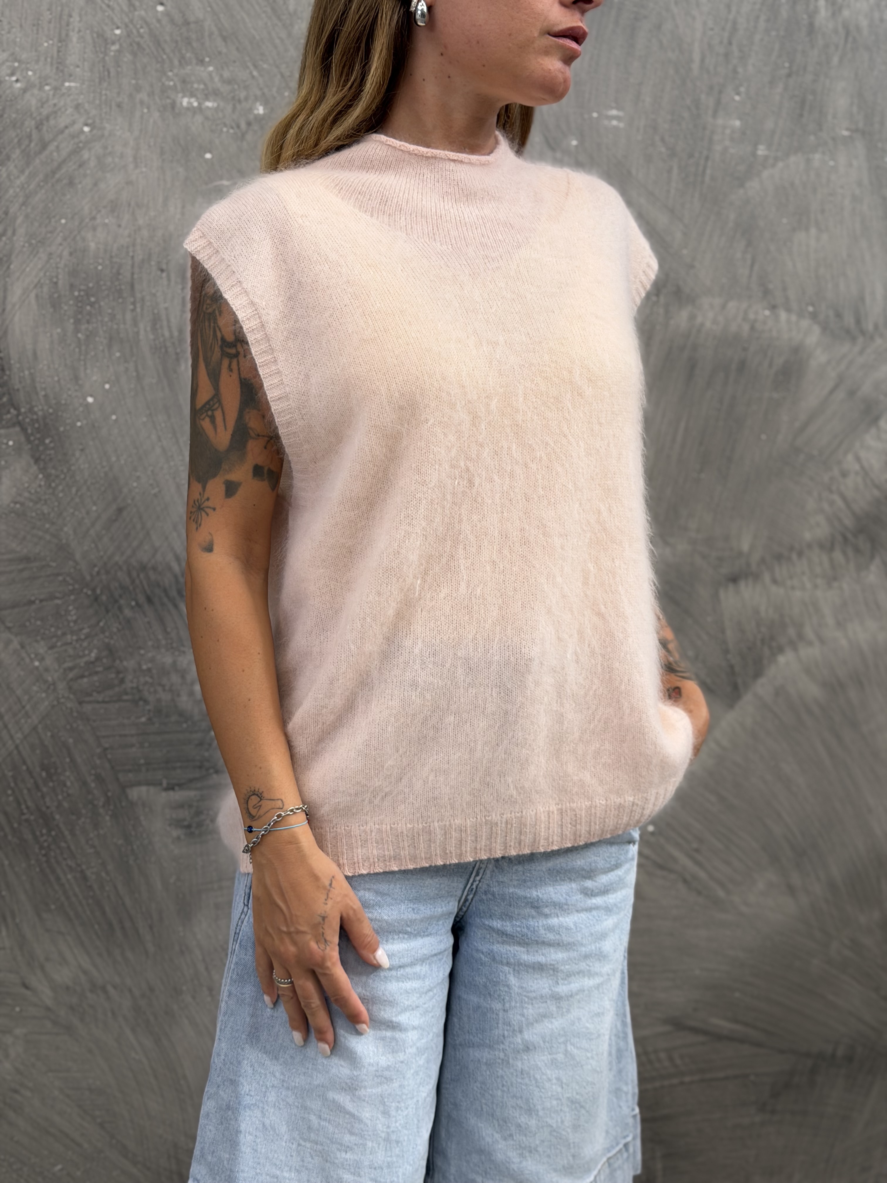 Lässiger ärmelloser Pullover