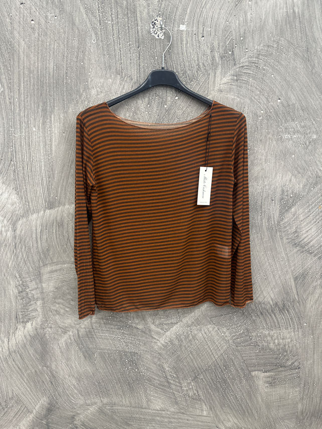 Langärmeliges Shirt mit Boot-Ausschnitt und Streifen