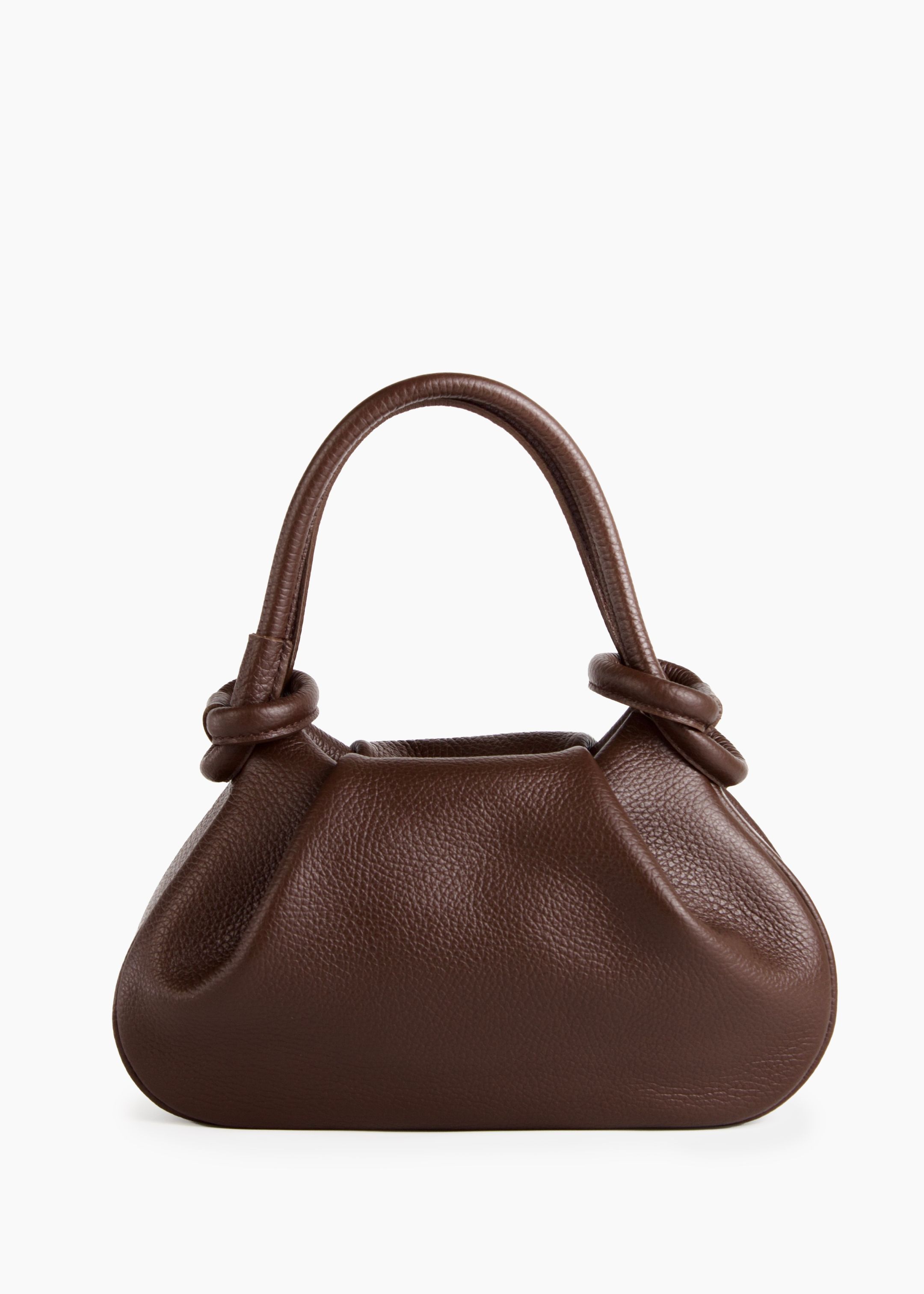 Geraffte Handtasche aus Leder