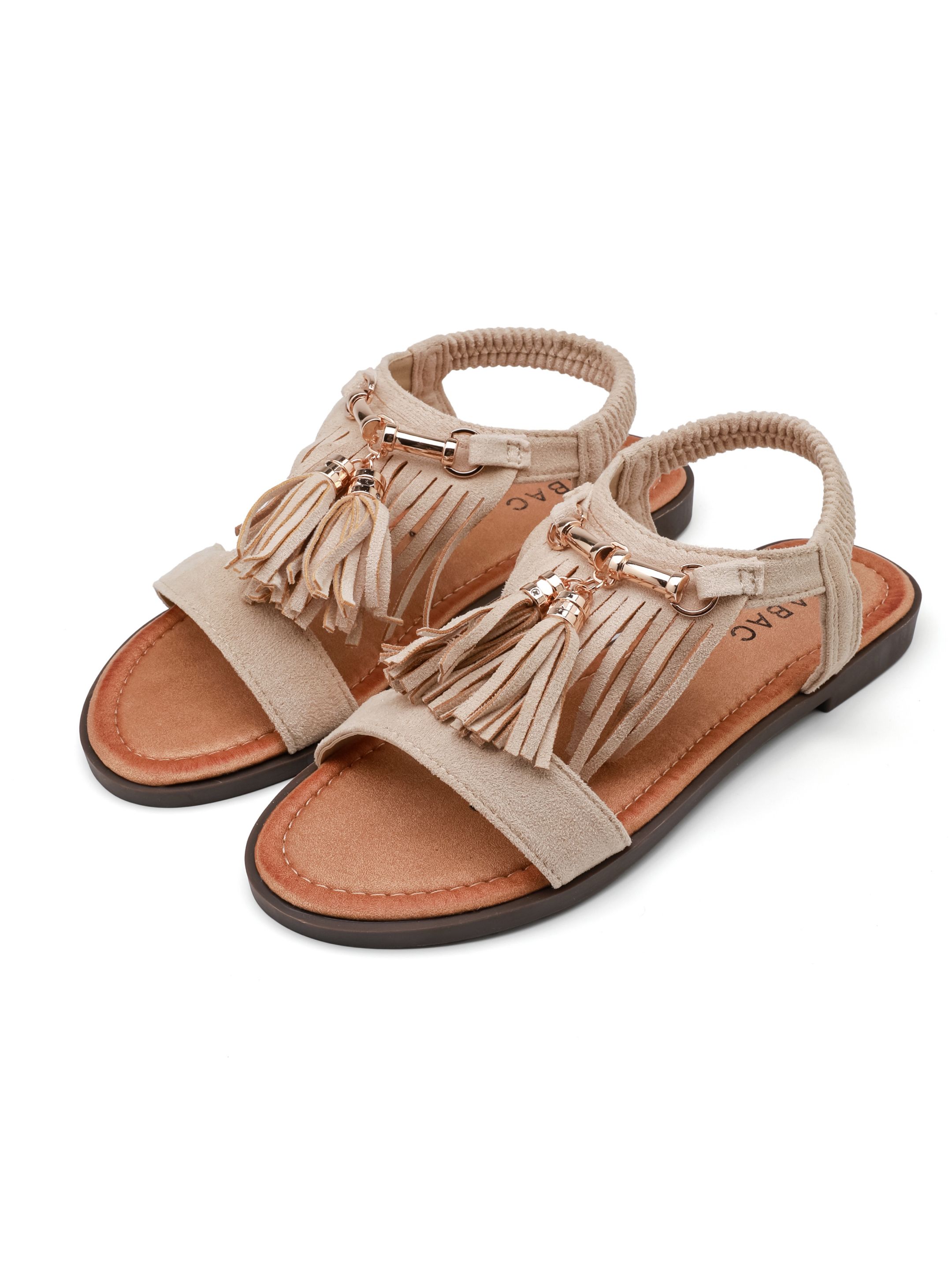 Flache Sandalen mit Fransen