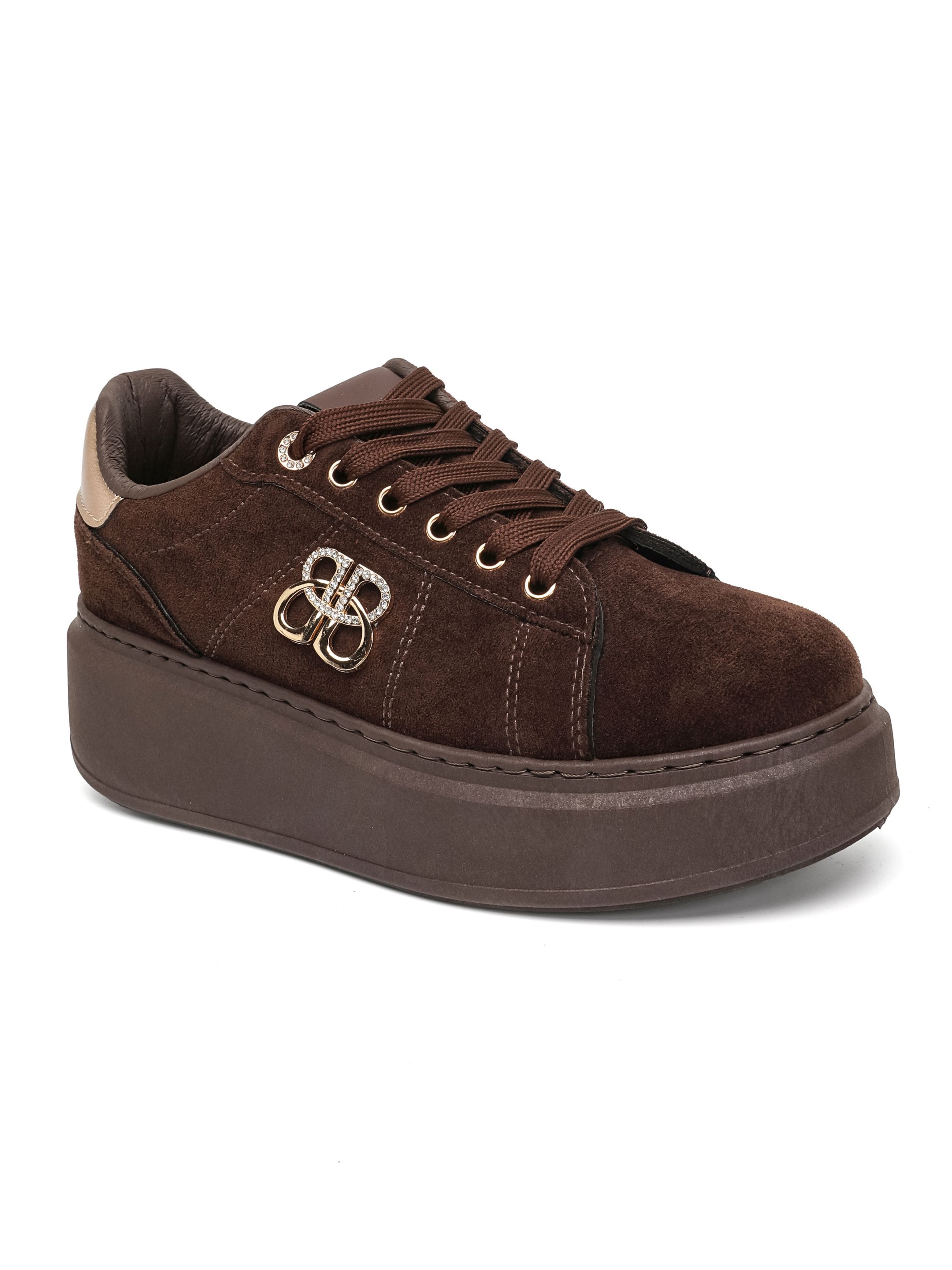 Sneaker mit Plateau und Veloursleder
