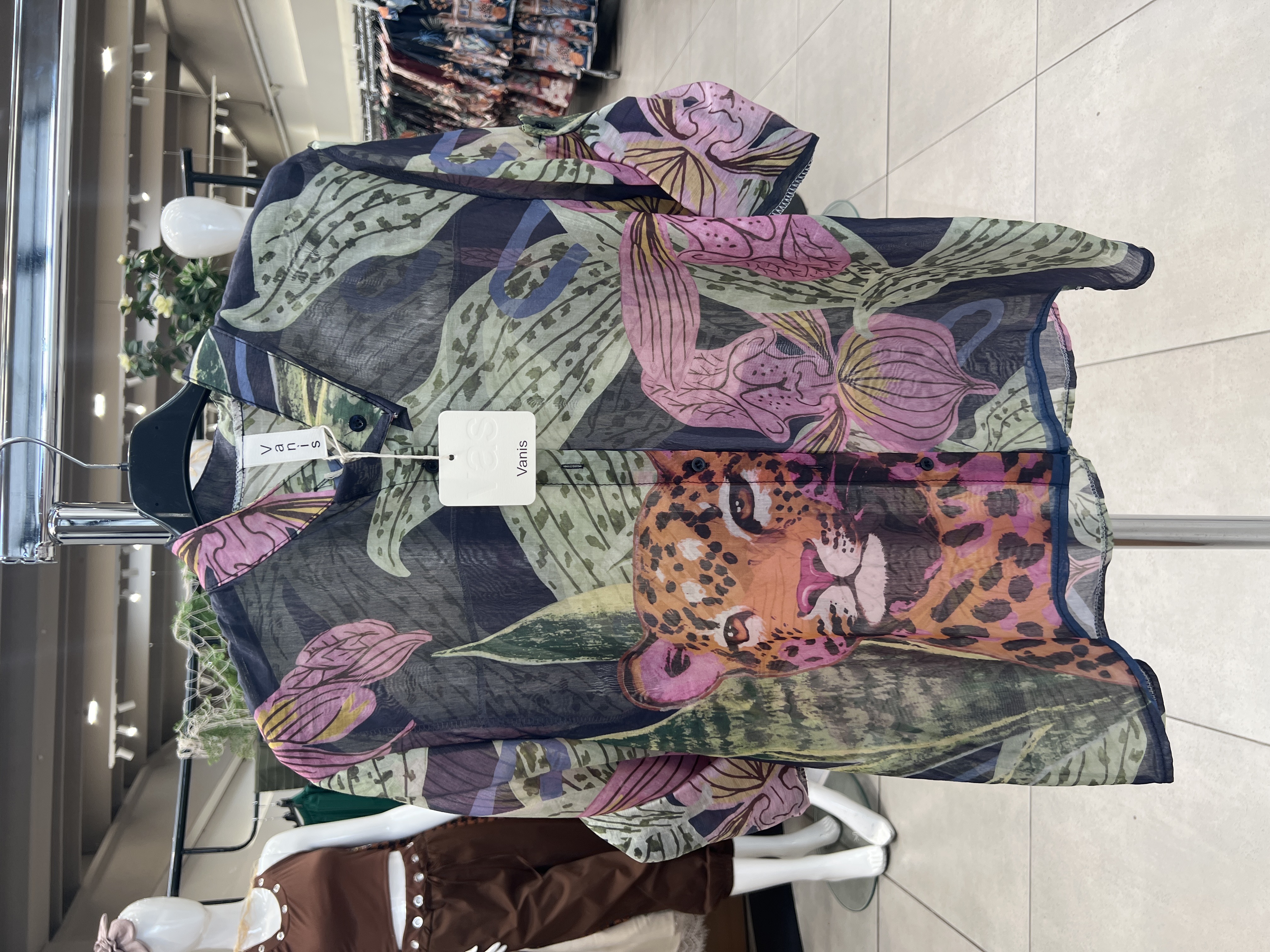 Oversized Tunika-Hemd mit V-Ausschnitt