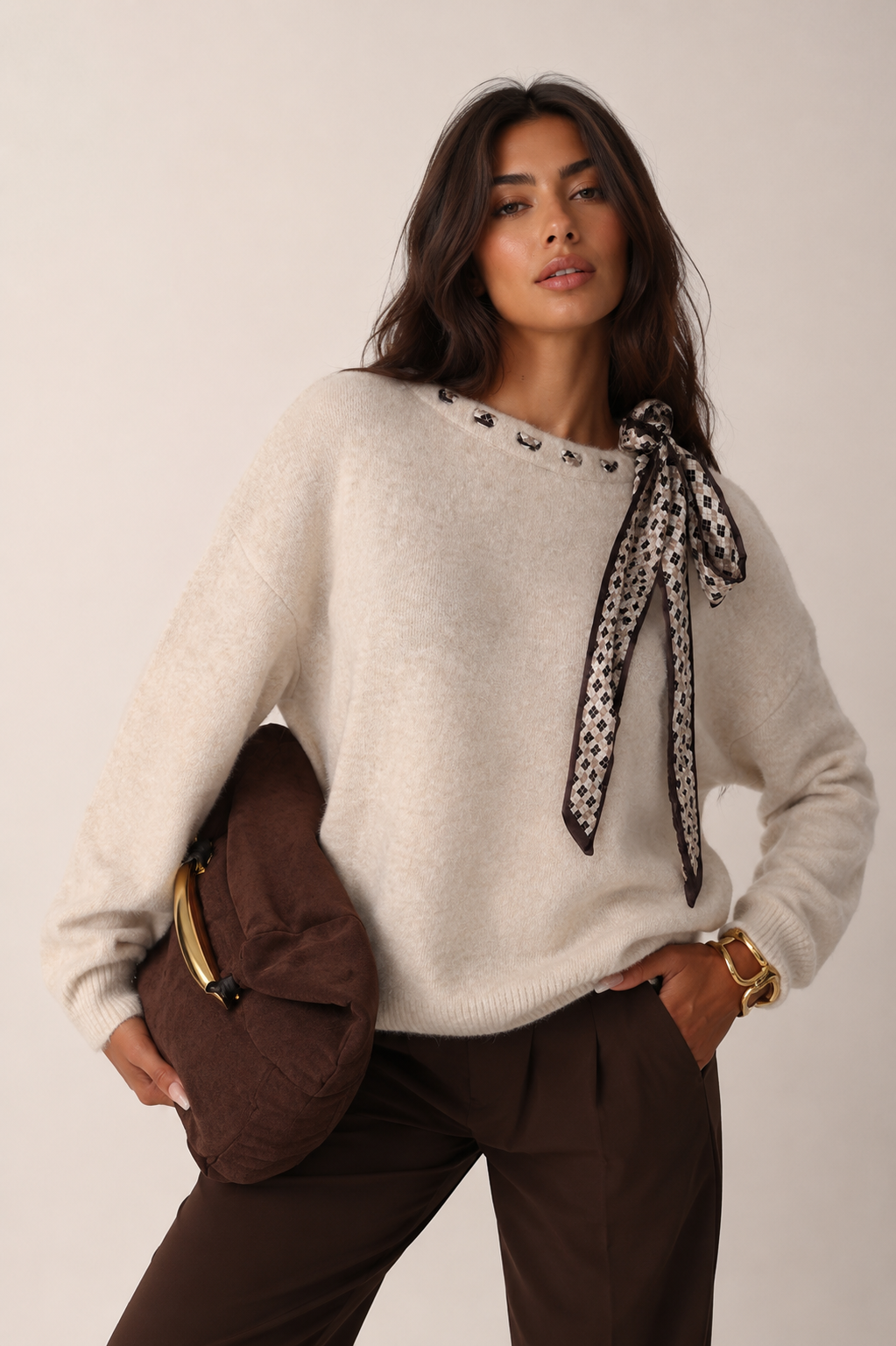 Pullover mit rundem Ausschnitt und Zierdetails