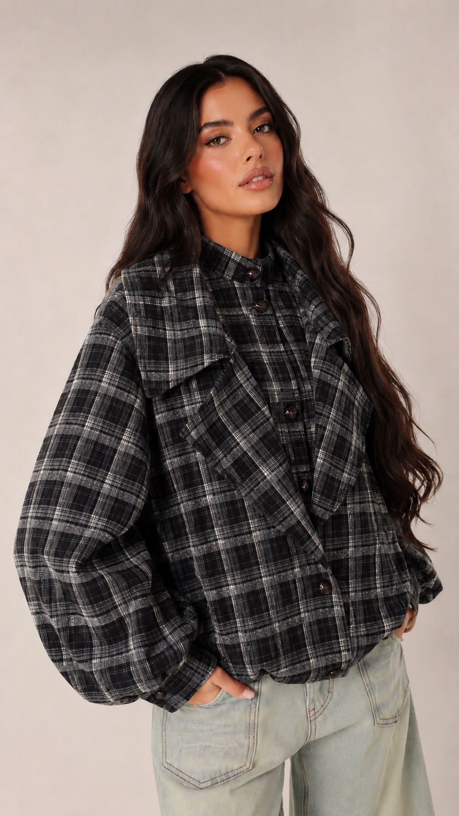 Oversized Karo-Jacke