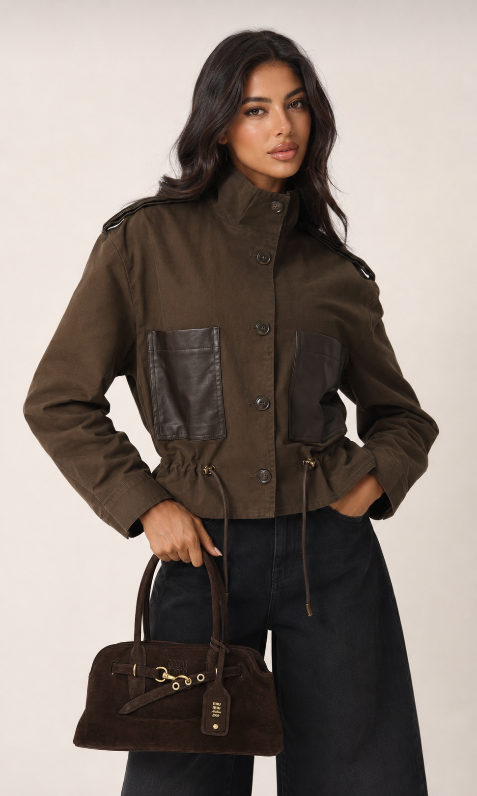 Gerade Jacke mit Halbrollkragen