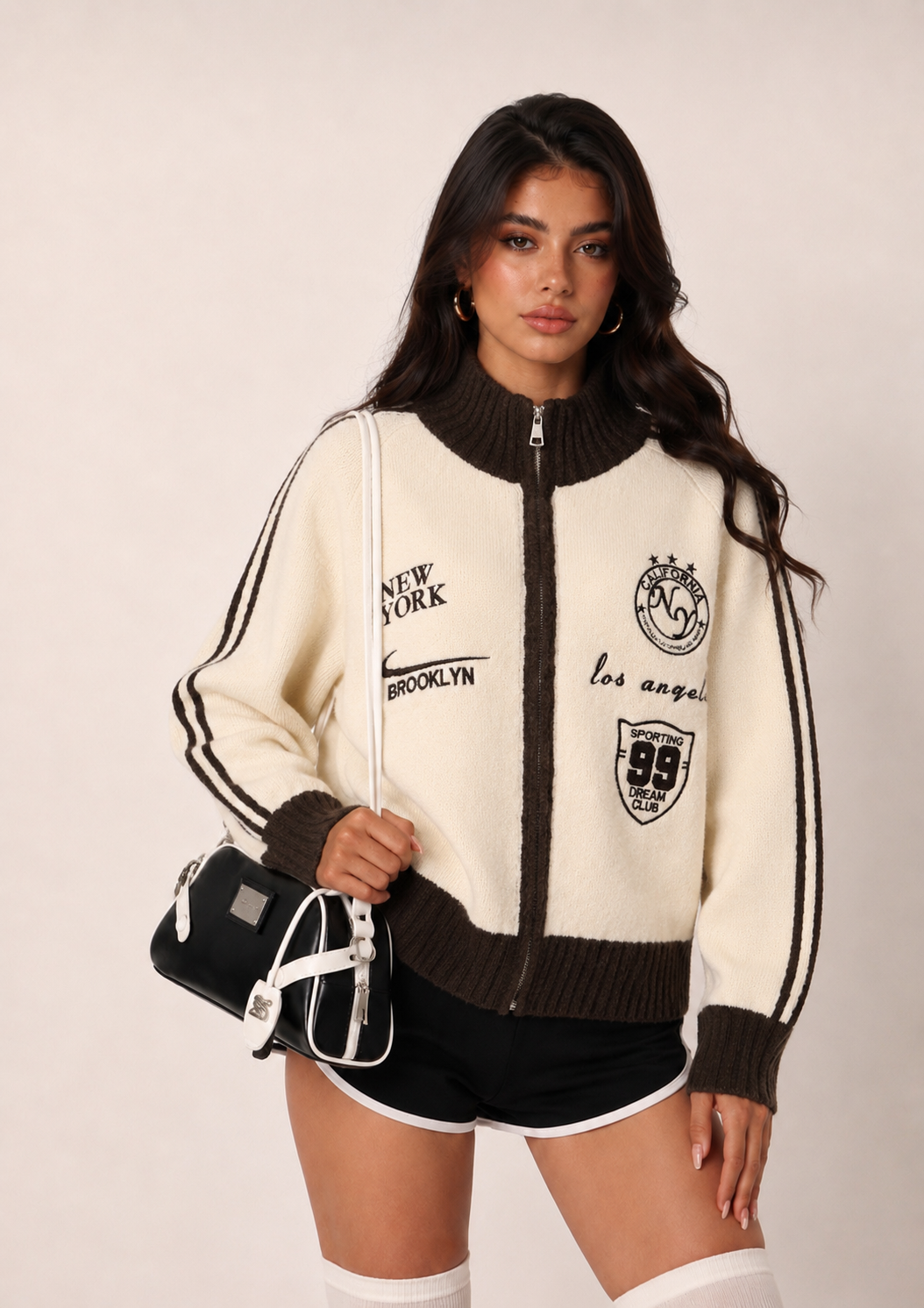 Cardigan mit halbem Rollkragen und Reißverschluss