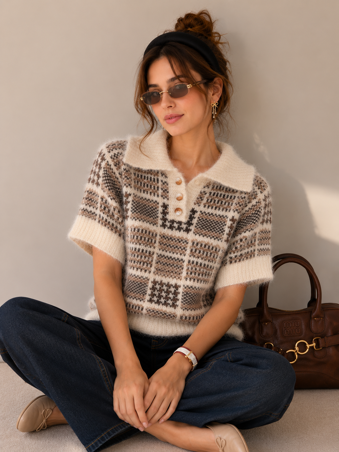 Flauschiger Polo-Pullover