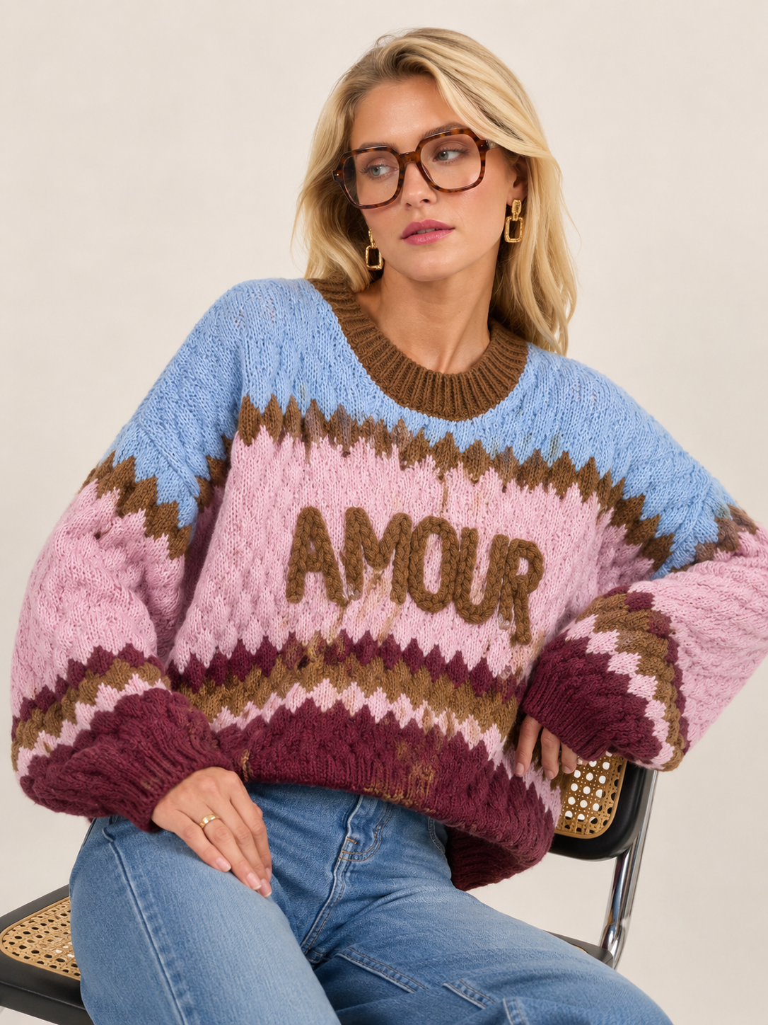 Oversize-Pullover mit Schriftzug