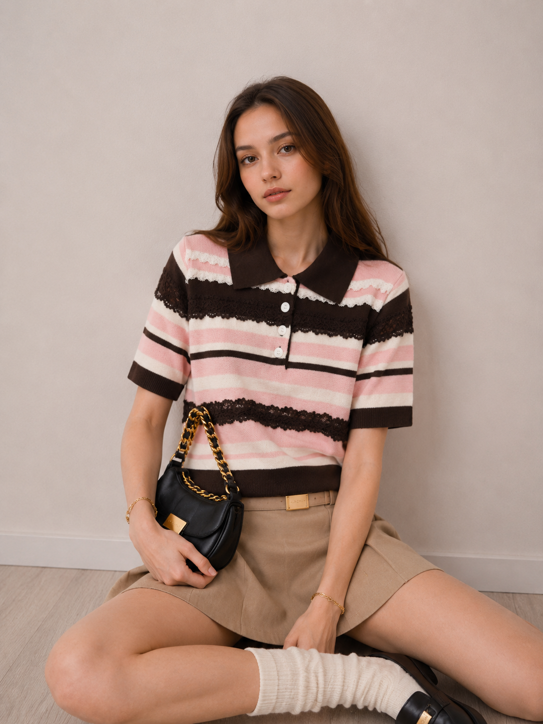 Kurzer Polo-Pullover mit Kragen