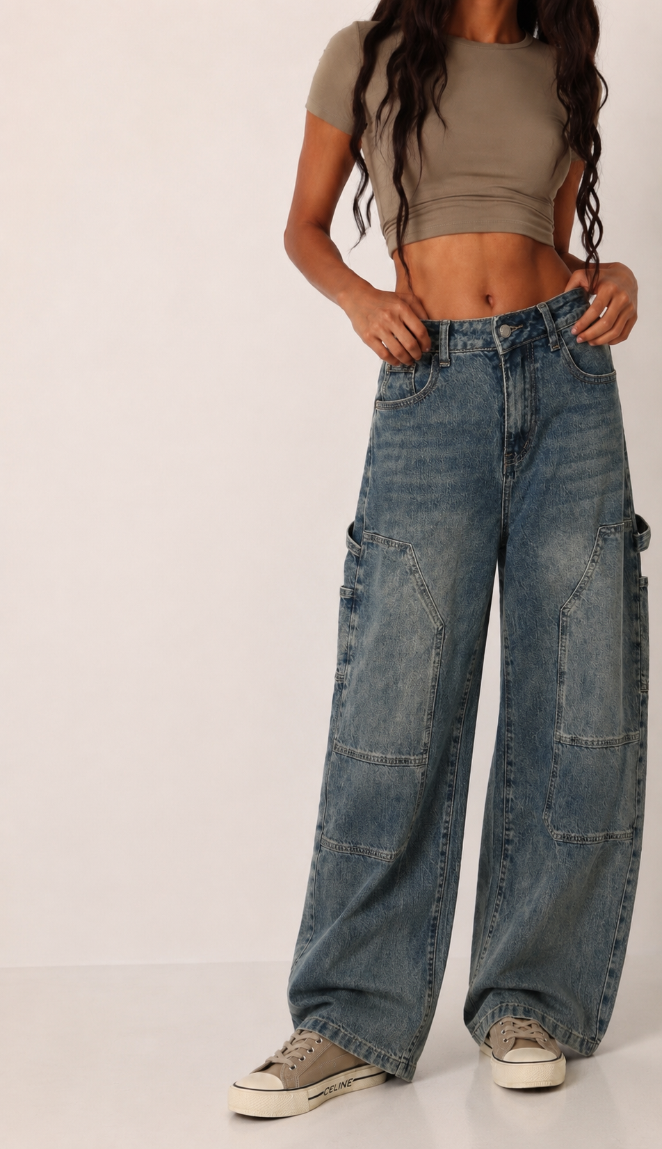 Wide‑Leg Cargo-Jeans