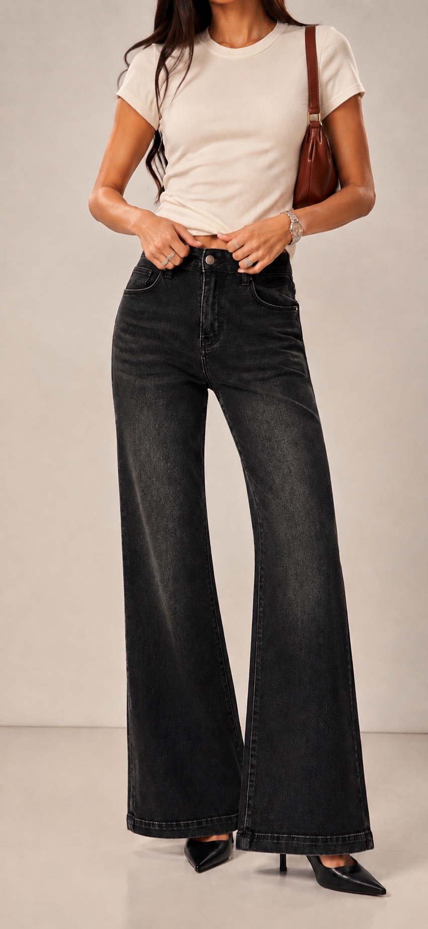 High-Waist Jeans mit weitem Bein