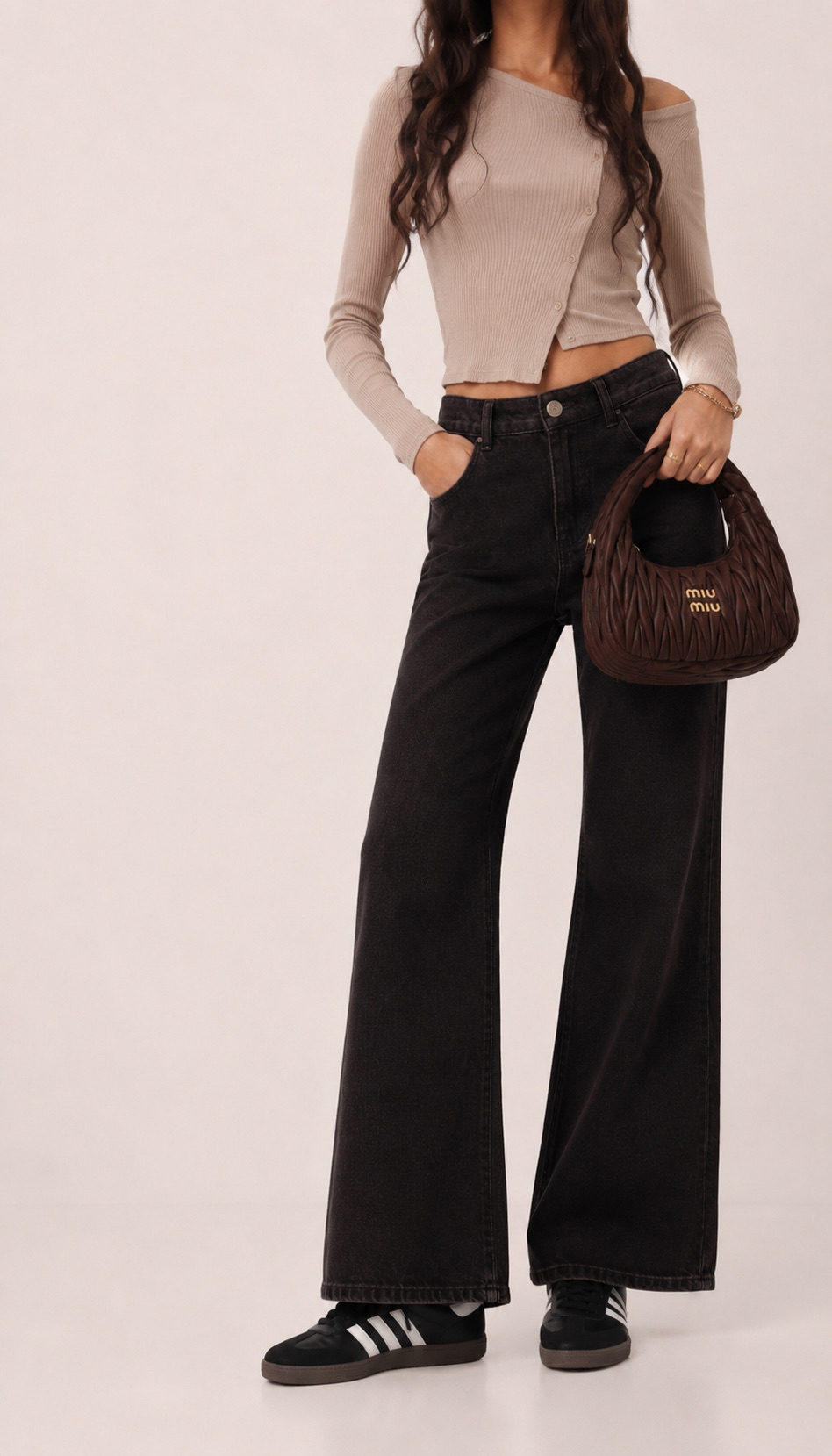 Hoch geschnittene Weite-Hose
