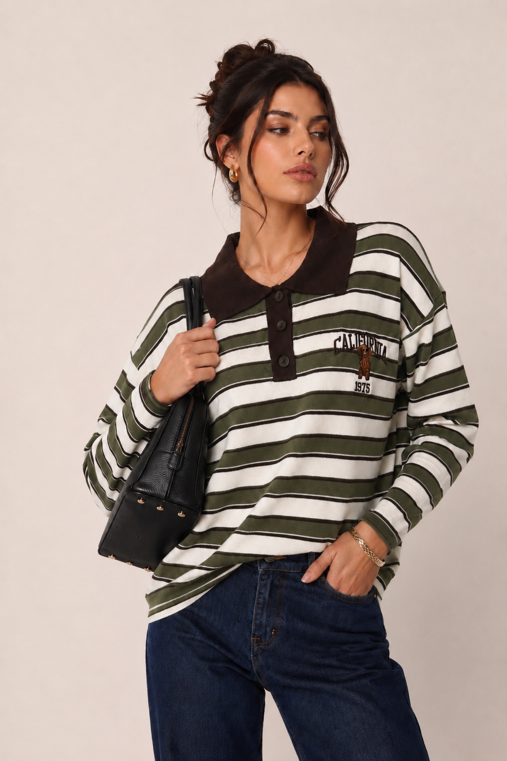 Lockerer Pullover mit Polo-Kragen