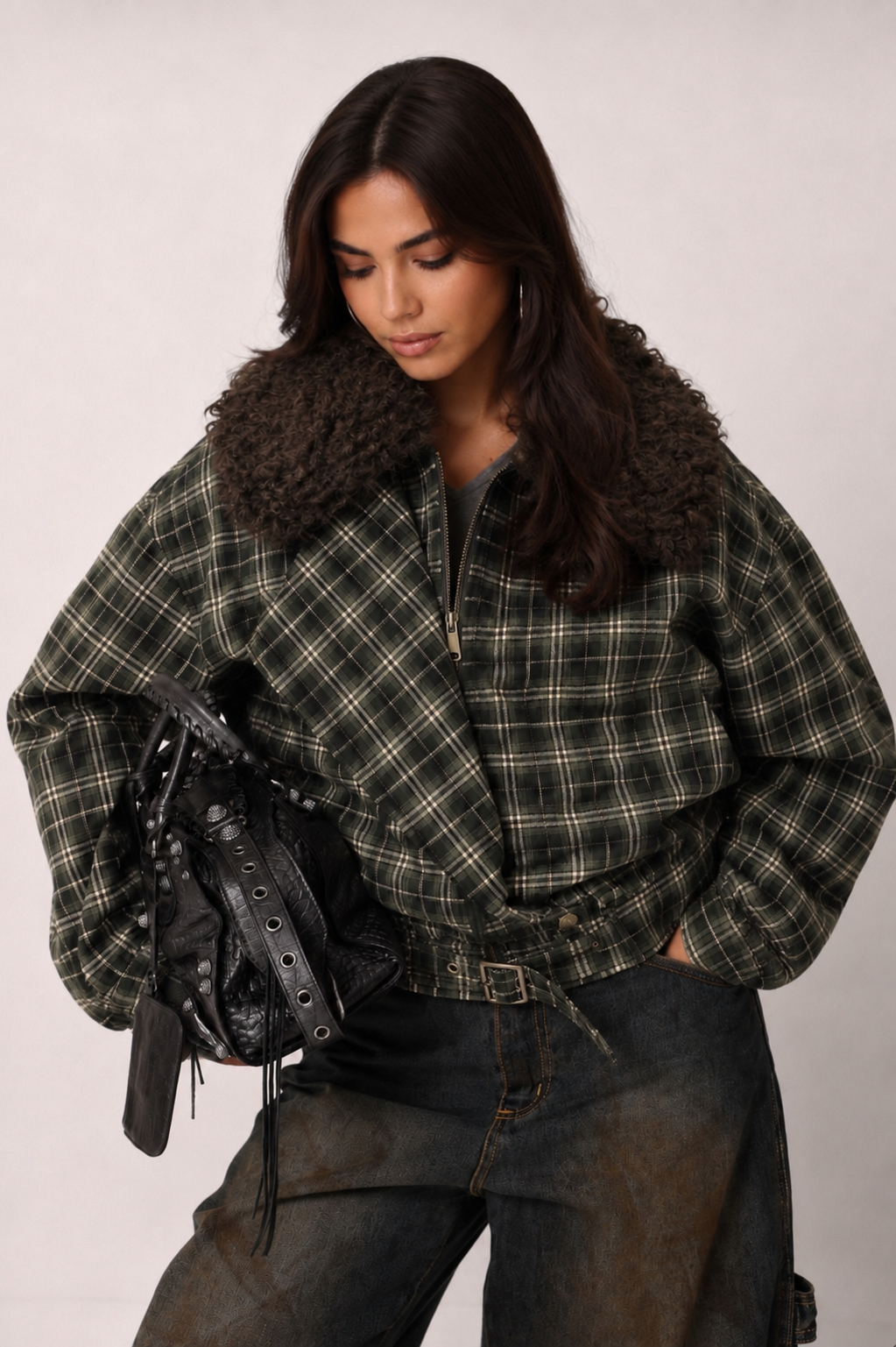 Oversize-Jacke mit Gürtel