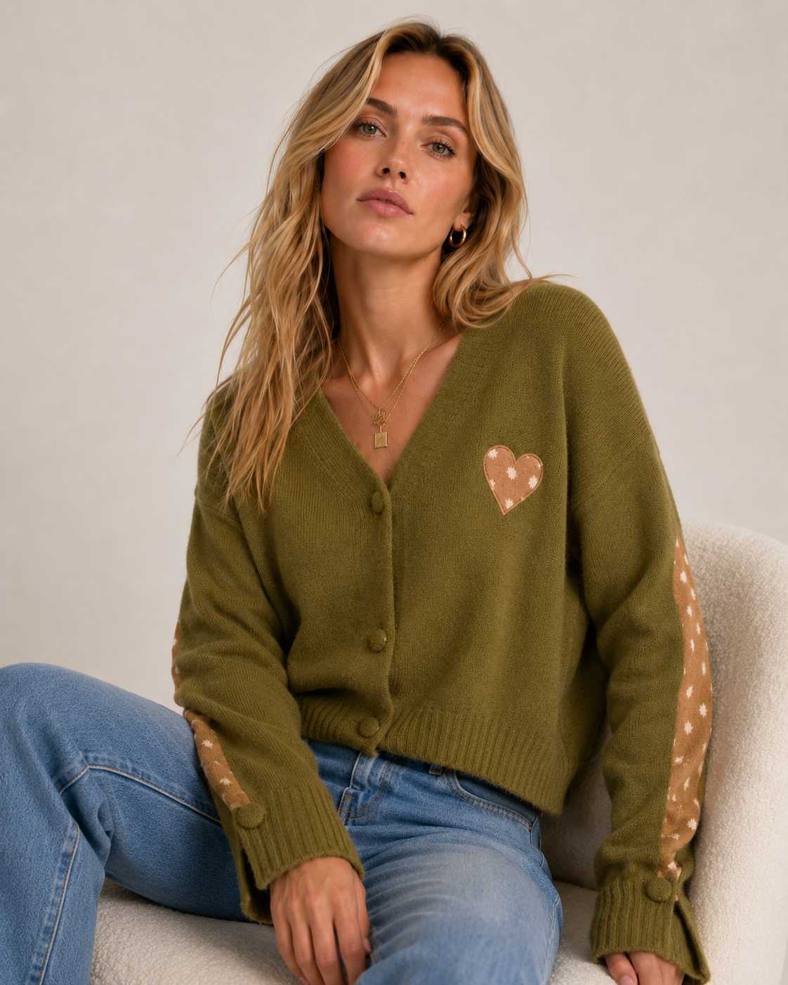 Gerader Cardigan mit V‑Ausschnitt