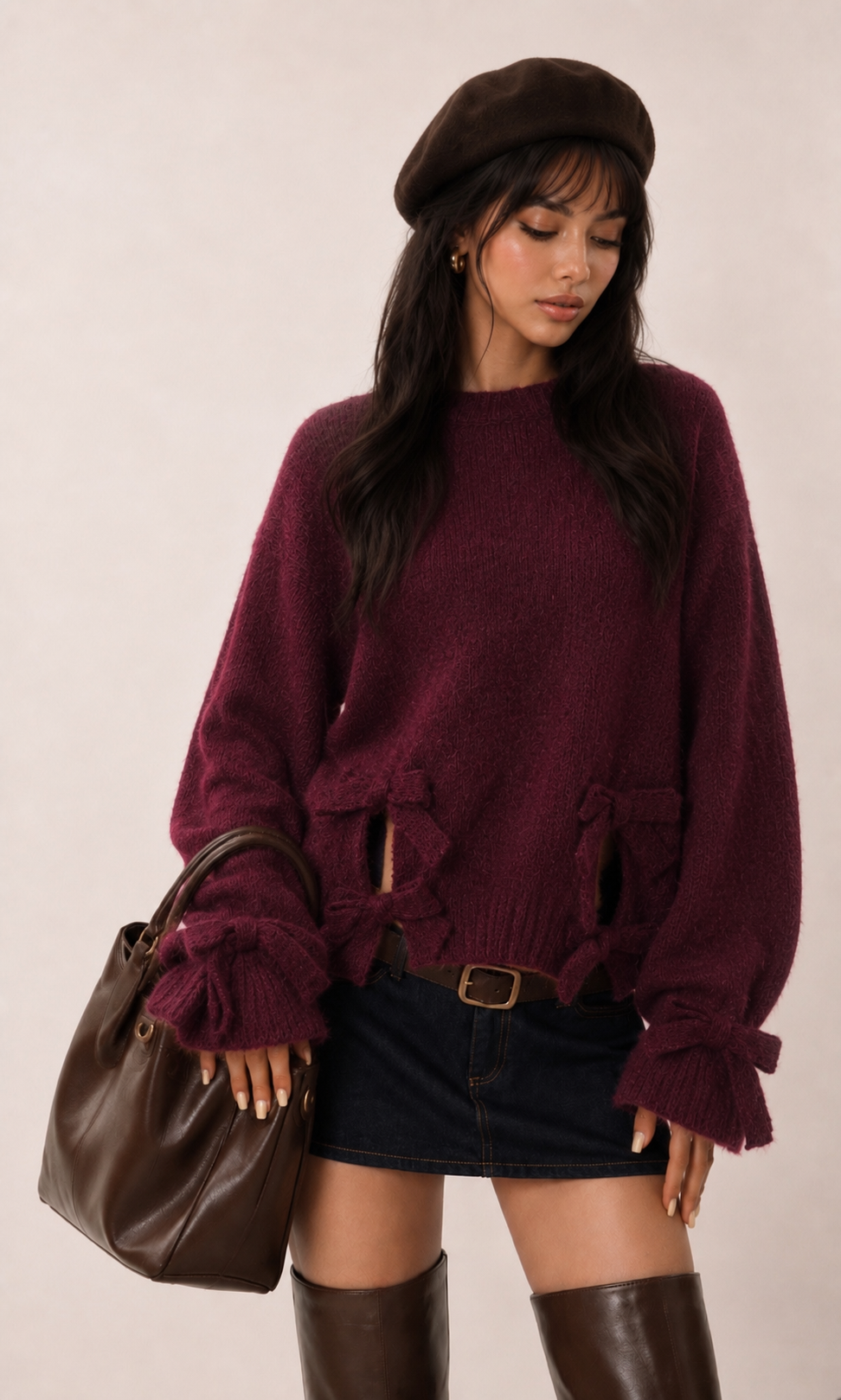 Oversize-Pullover mit Schleifen