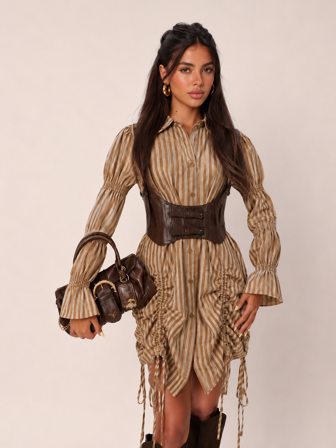 Gestreiftes Hemdkleid Mini