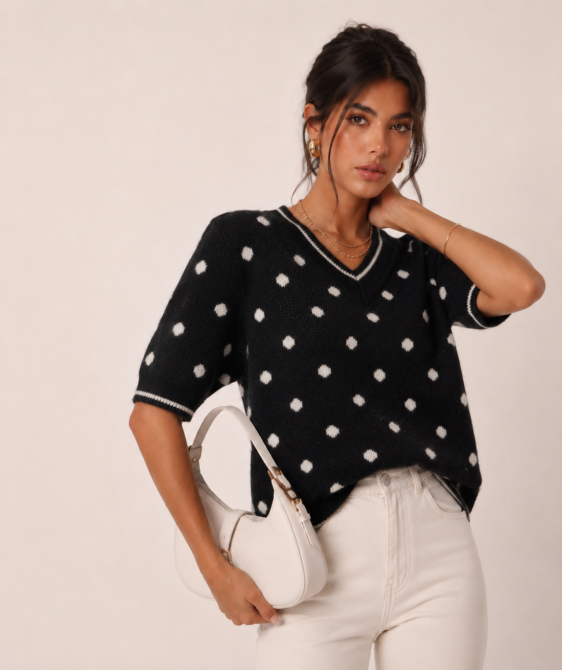 Lässiger Pullover mit Pünktchen