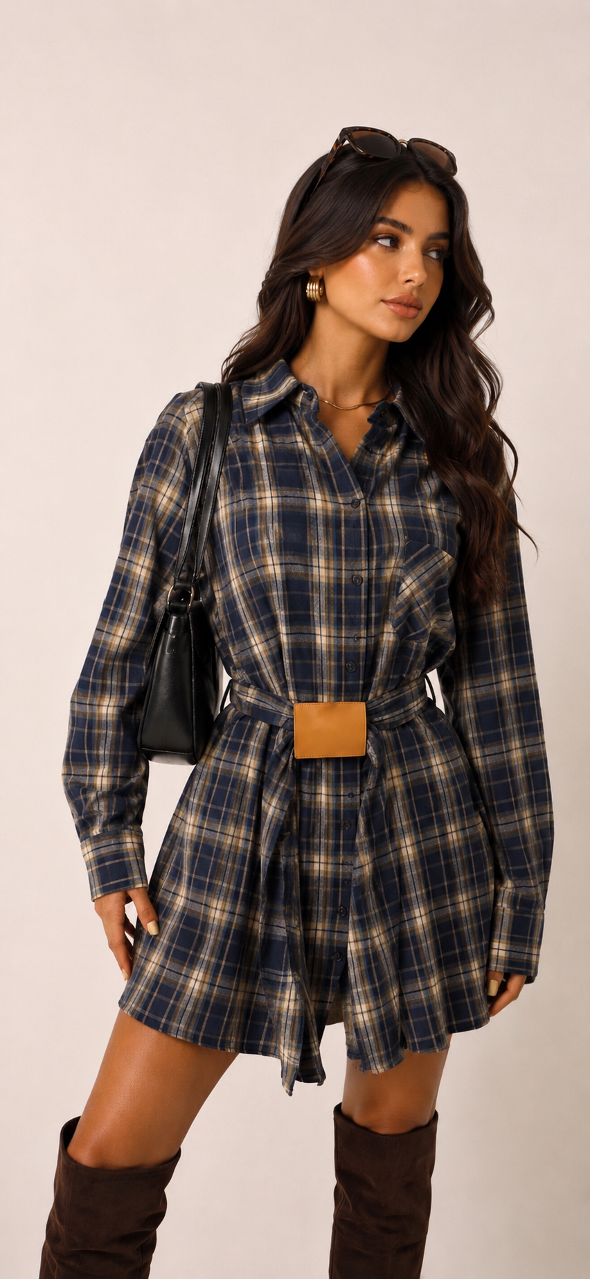 Hemdkleid Mini mit Gürtel
