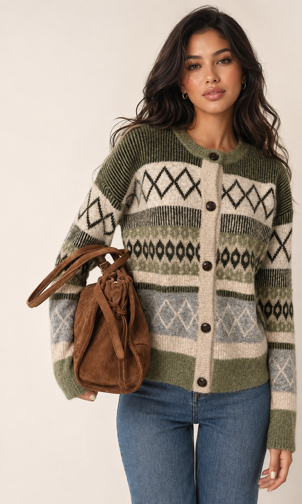Gerader Cardigan mit Muster
