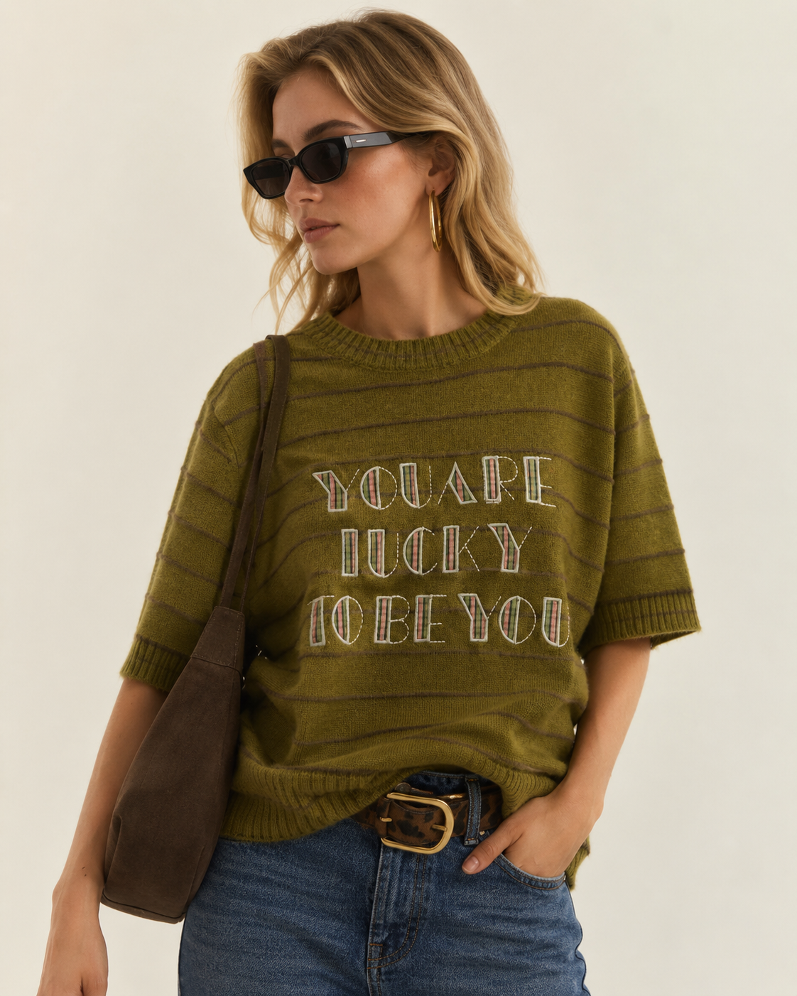 Strickpullover mit großem Schriftzug