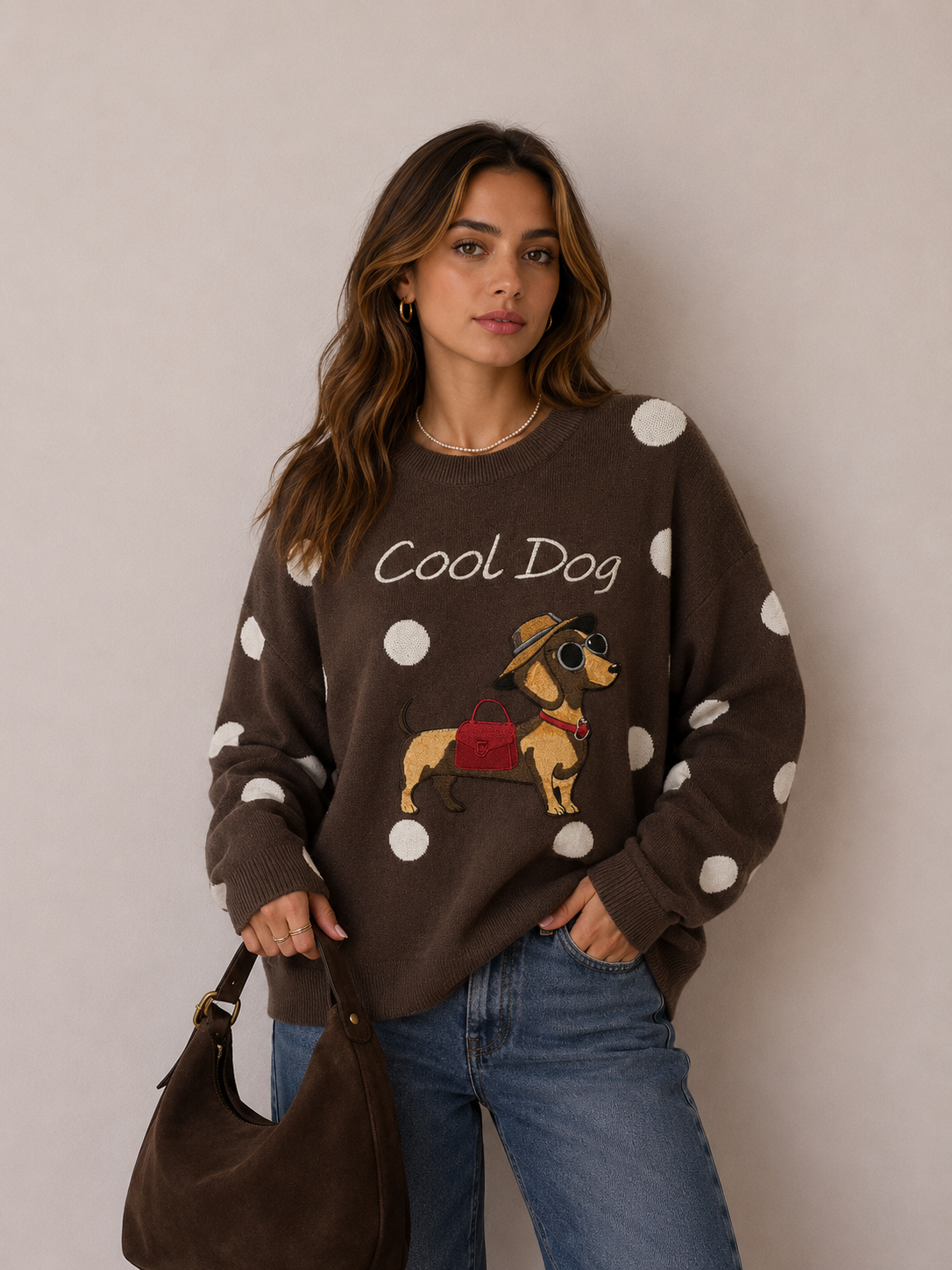 Lockerer Pullover mit Punkten