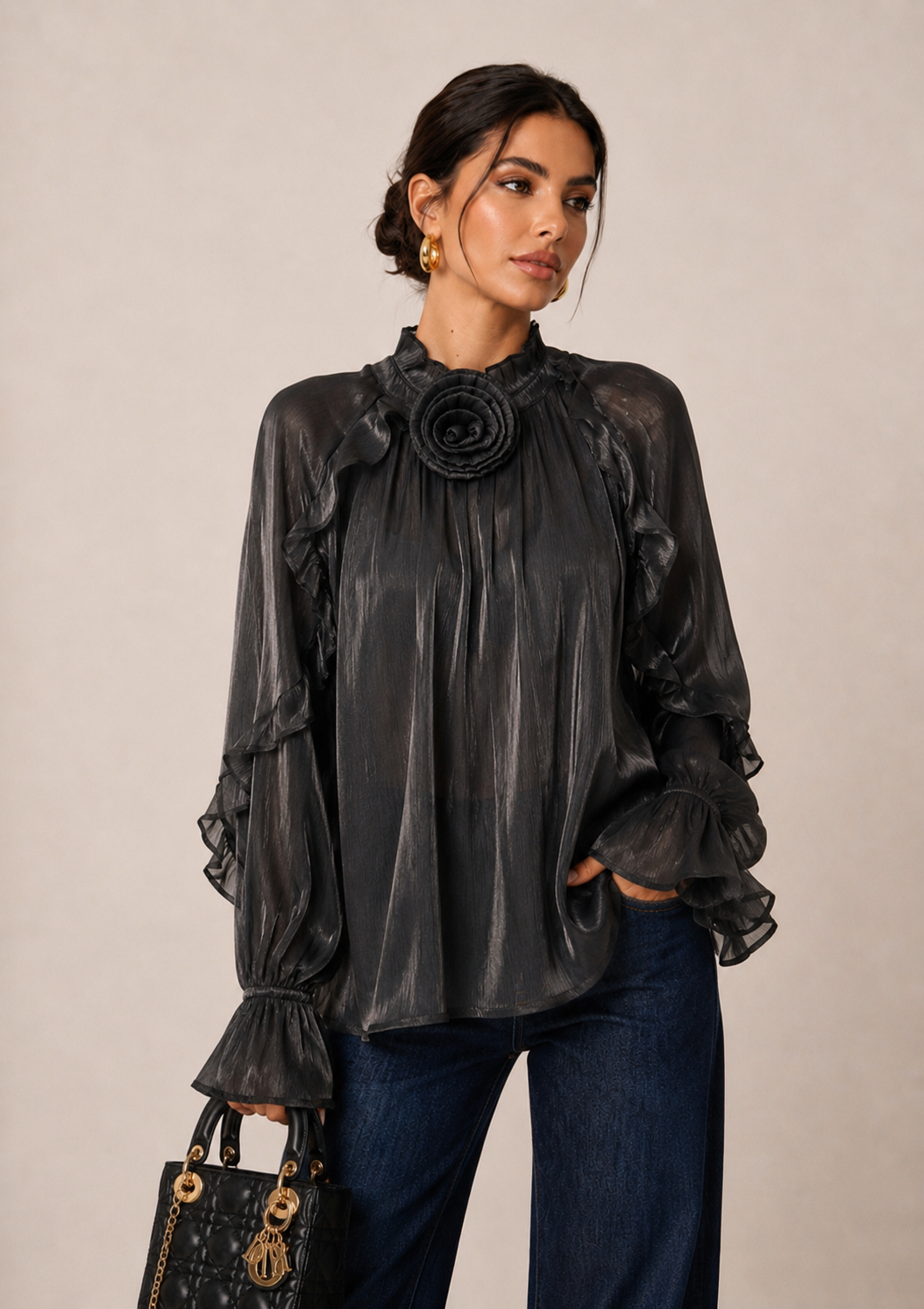Lockere Bluse mit Volants