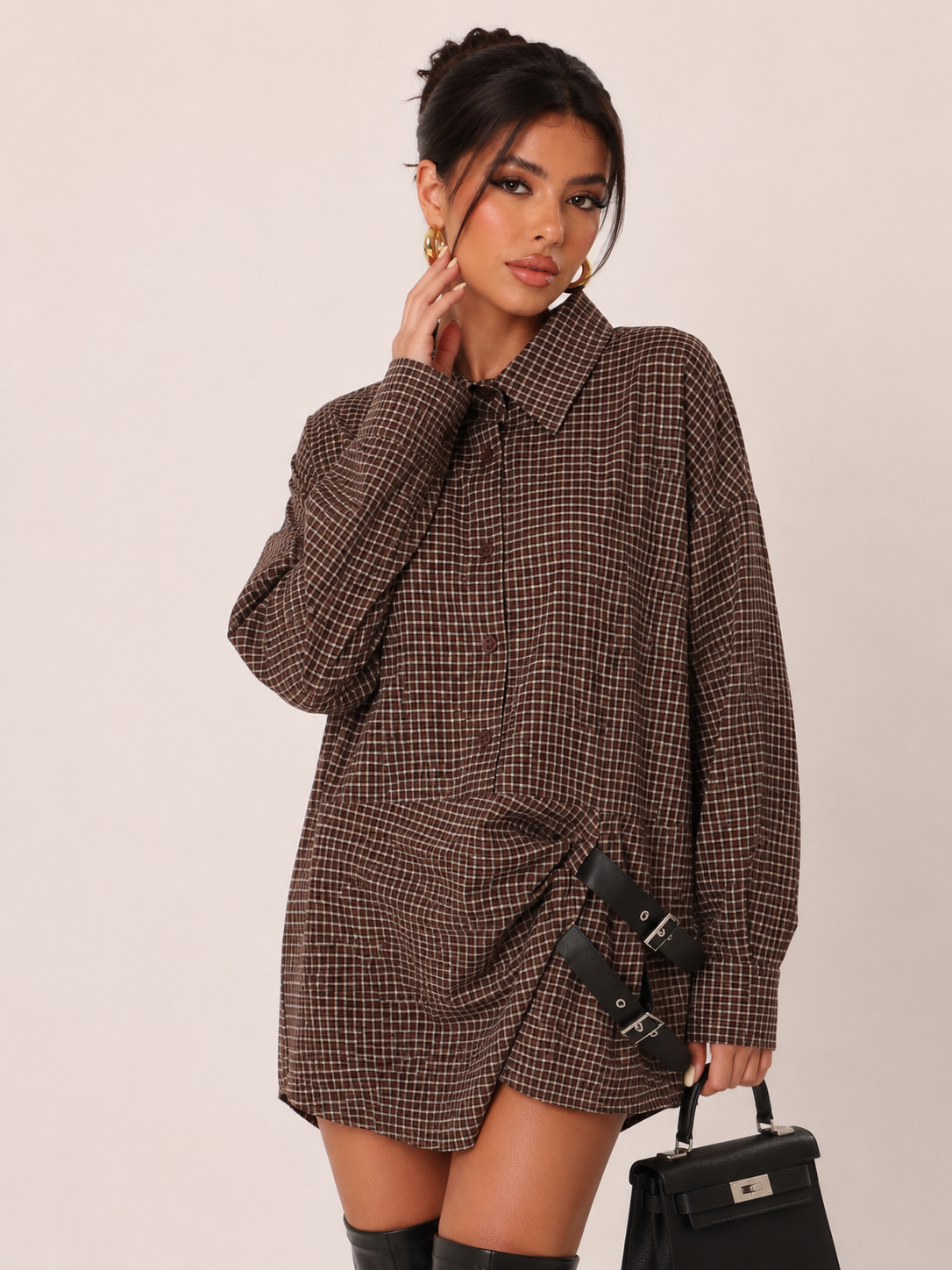 Oversize Hemdblusentunika mit Kragen