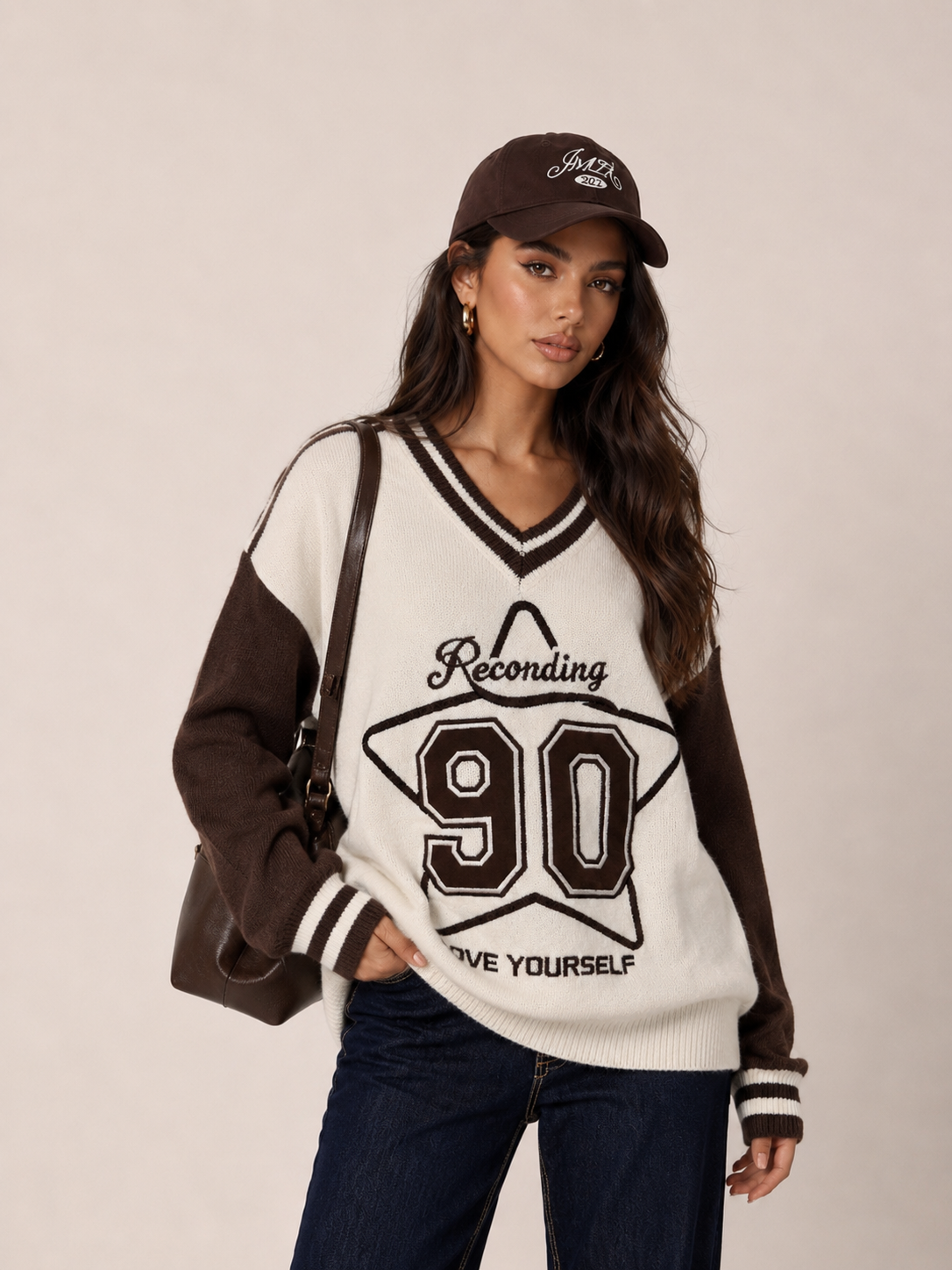 Oversized Pullover mit V-Ausschnitt