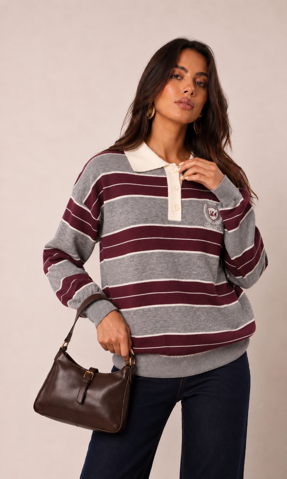 Polo-Pullover mit Stickerei