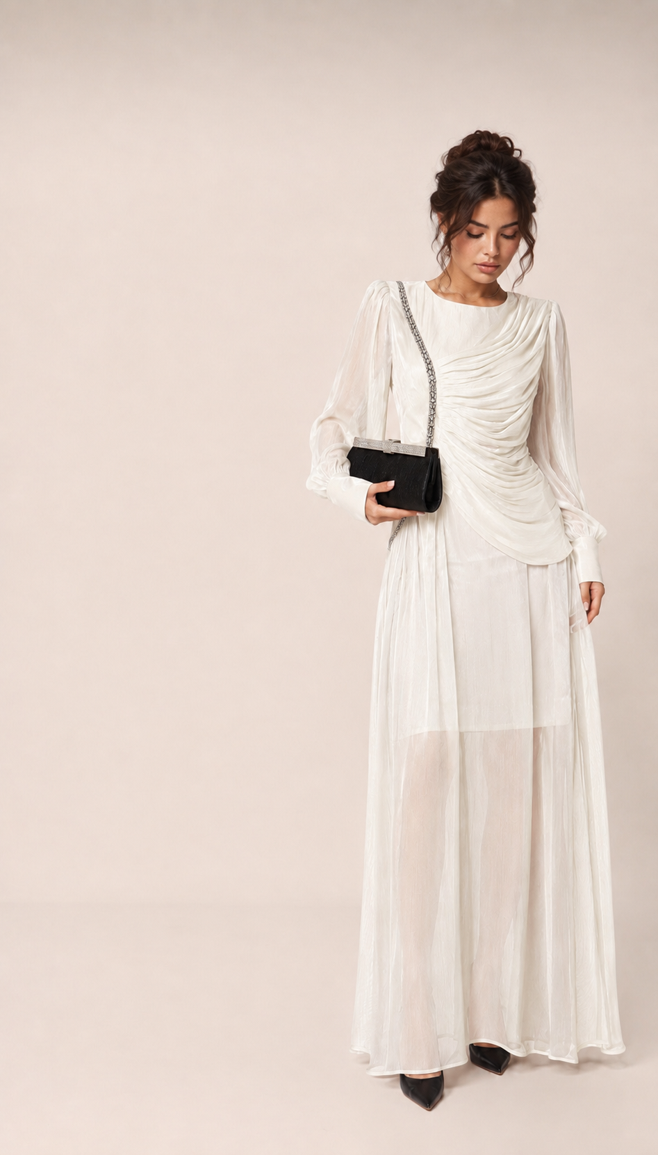 A-Linie Maxi-Kleid mit Raffdetails